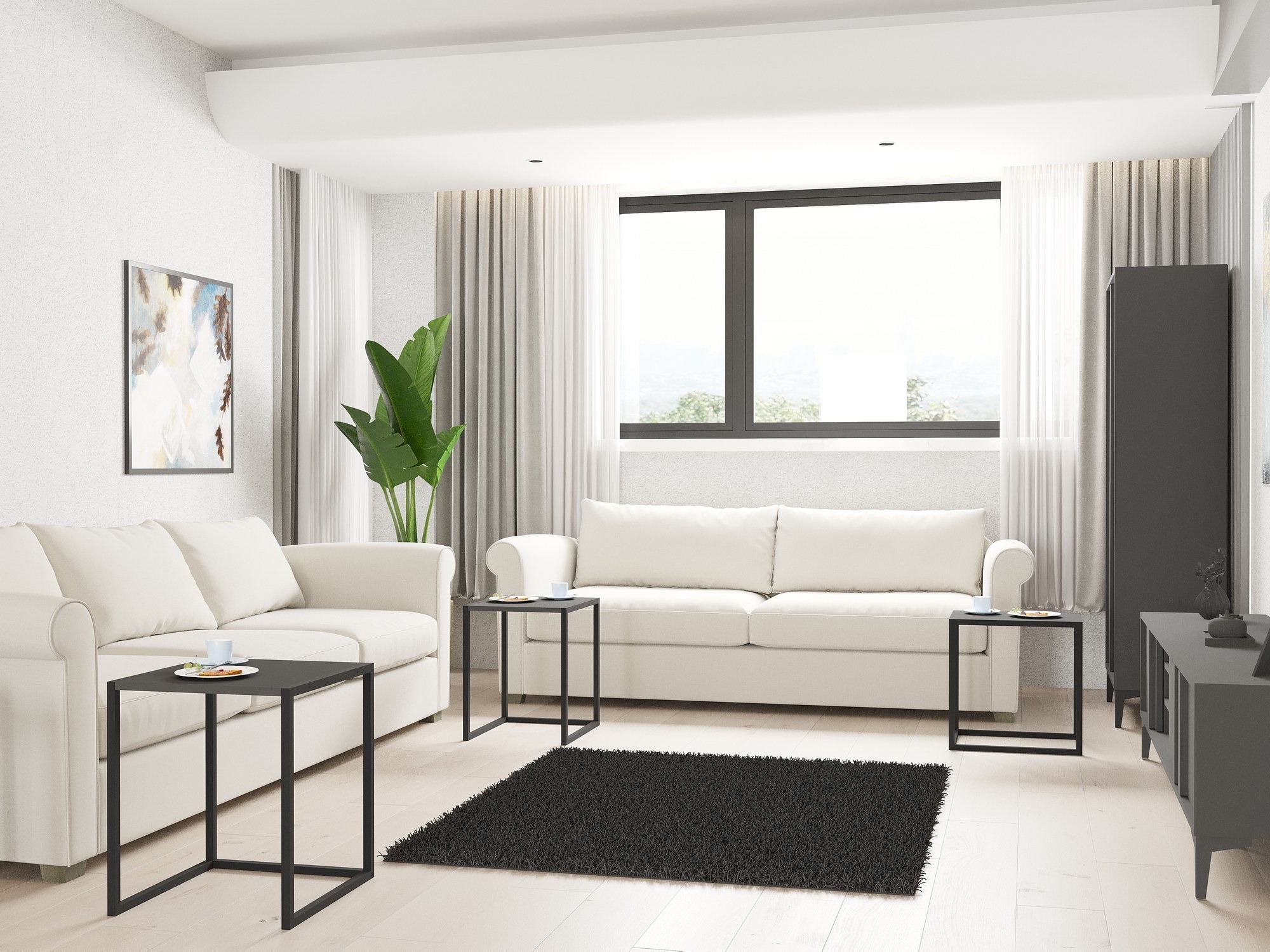 Oldalsó asztalok szett Kailua 2721 (Fekete + Antracit)