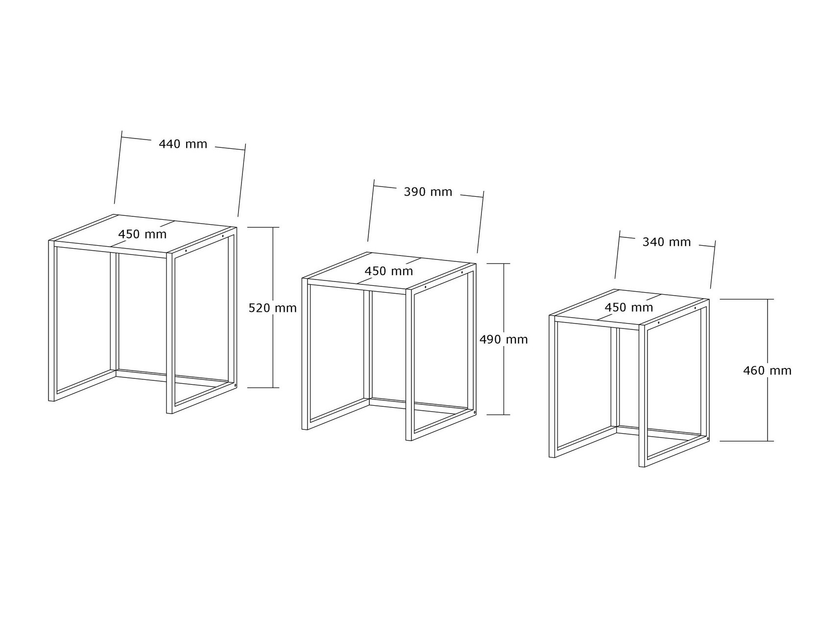 Oldalsó asztalok szett Kailua 2721 (Fekete + Antracit)