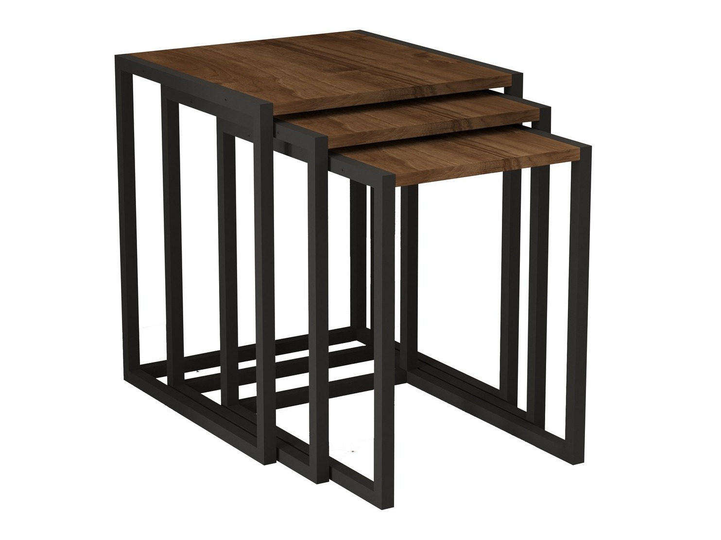 Oldalsó asztalok szett Kailua 2721 (Fekete + Dió)