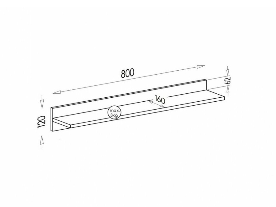 Fali polc Elmenou 104 (Antracit)