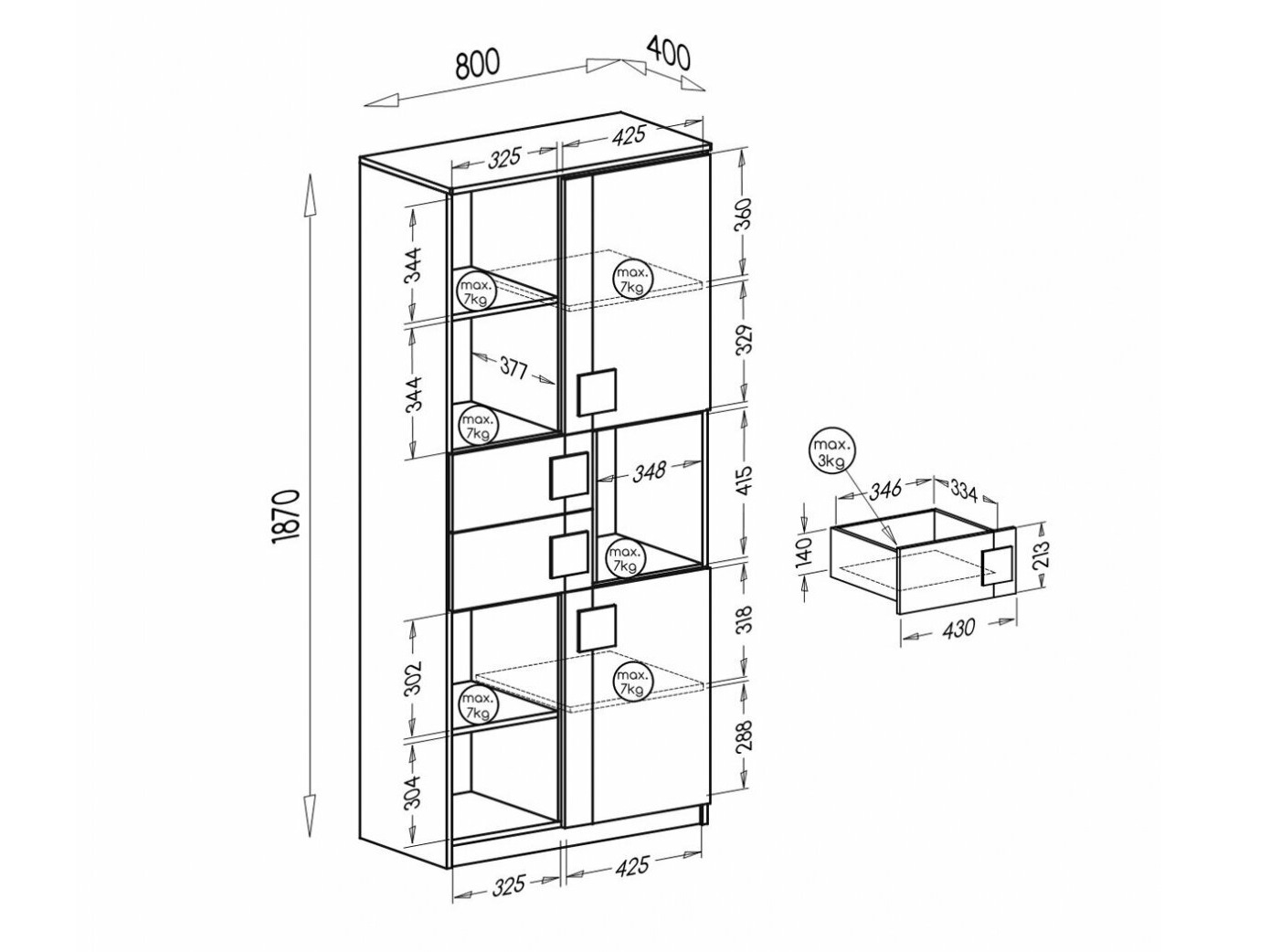 Könyvespolc Elmenou 101 (Fehér + Antracit)