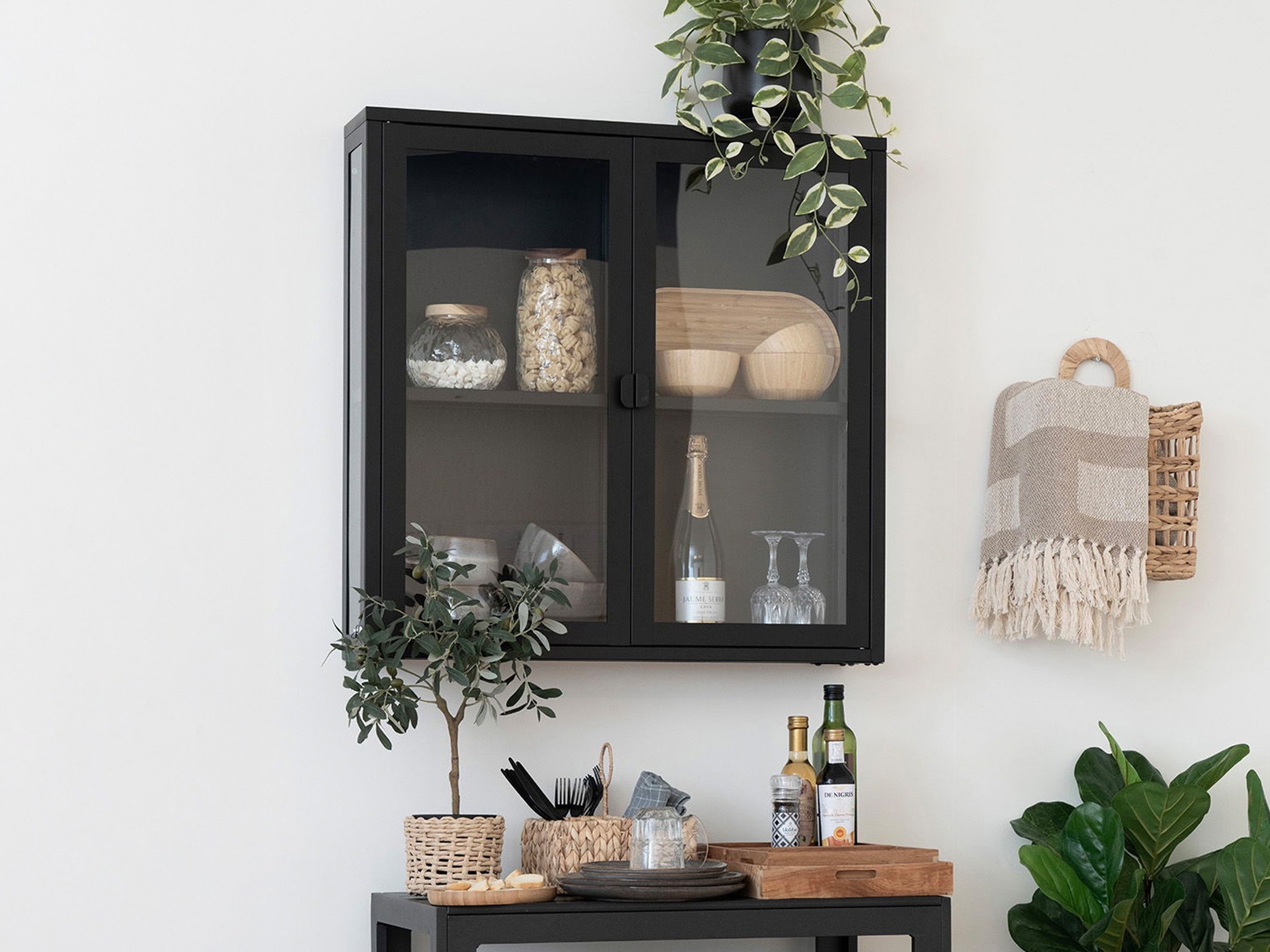 Fali szekrény Romtolo 100 (Fekete)