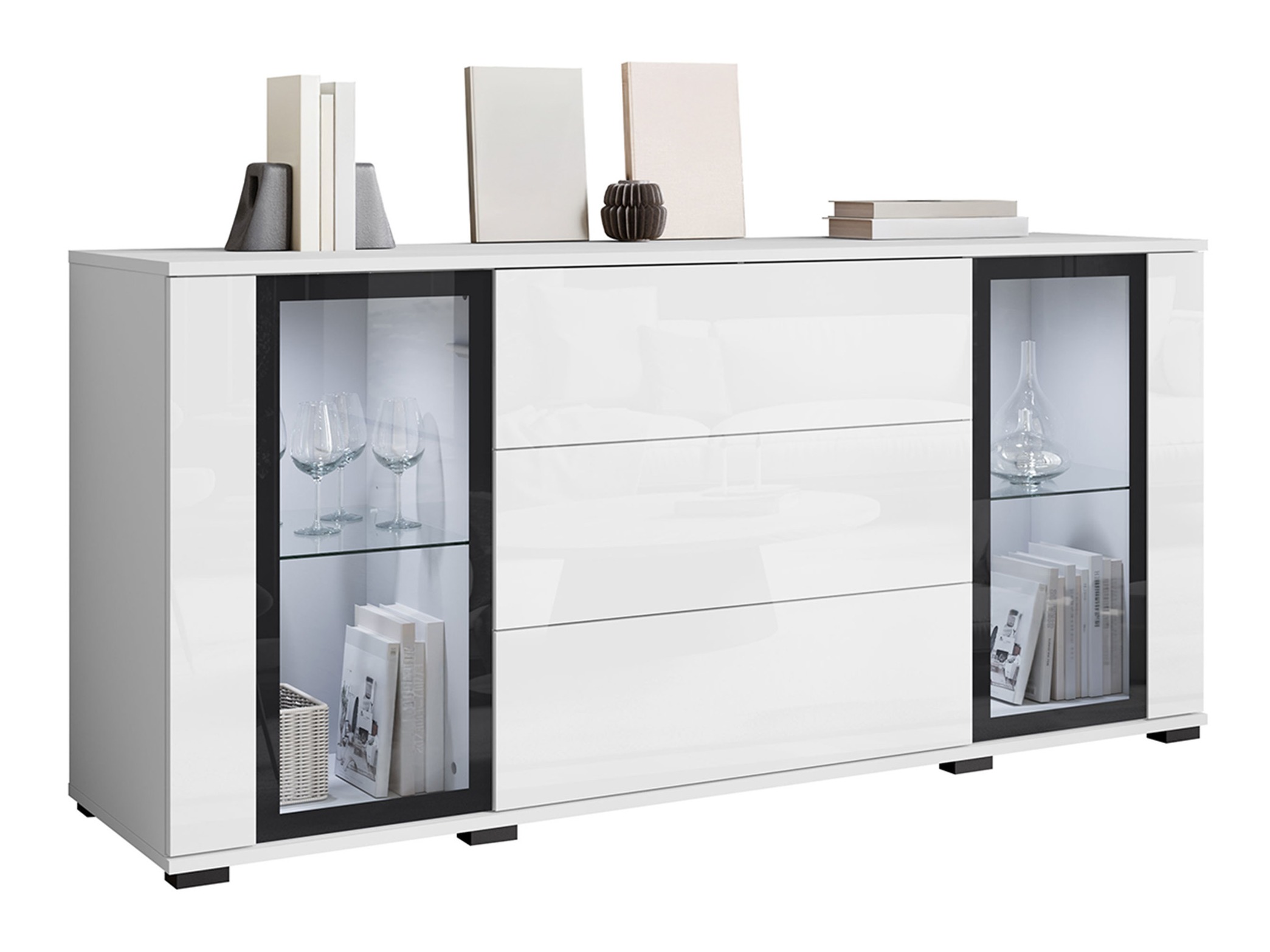 Komód Torcame 101 (Fehér + Fényes fehér)