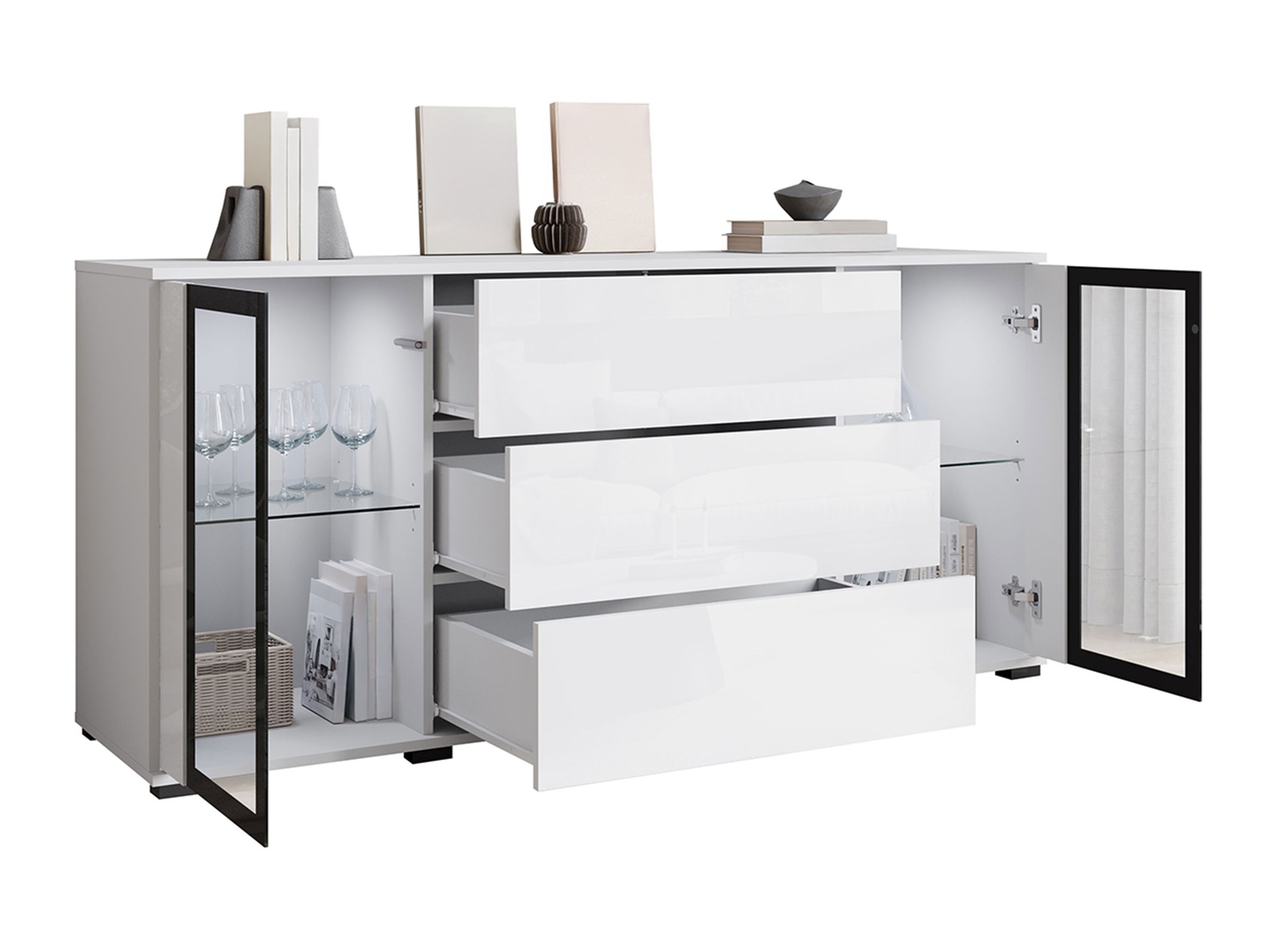 Komód Torcame 101 (Wotan tölgy + Fényes fehér)