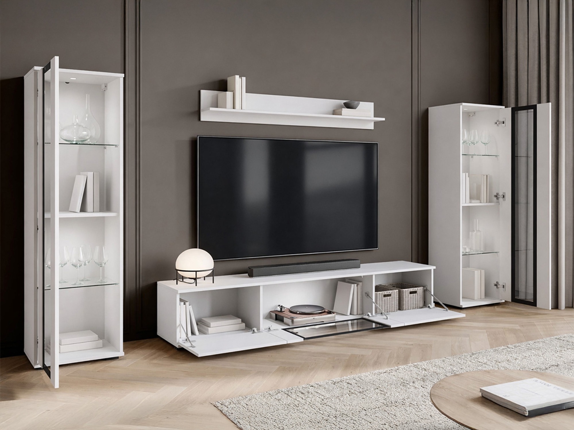 Nappali szett Torcame 103 (Fehér + Fényes fehér)