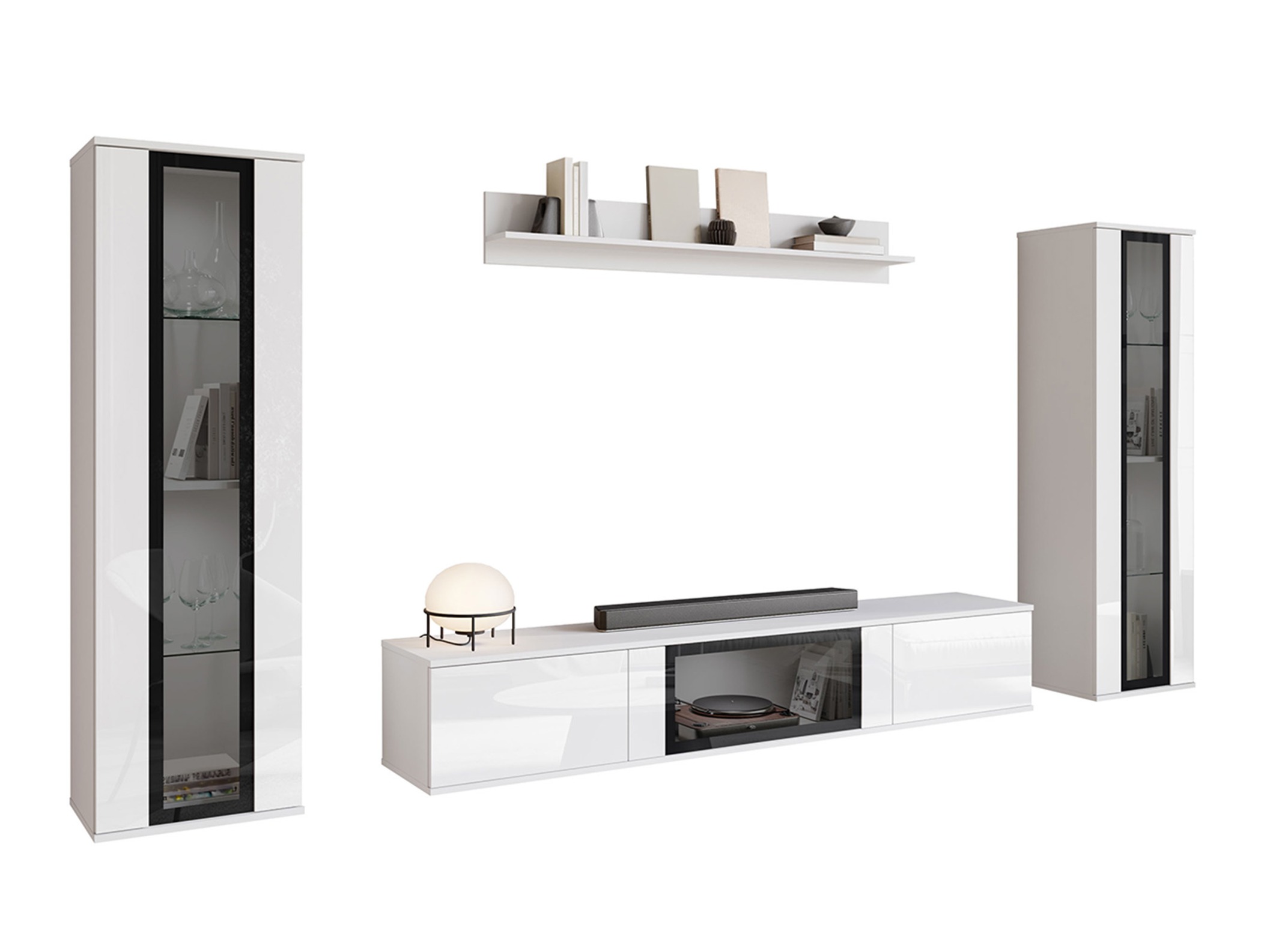 Nappali szett Torcame 103 (Fehér + Fényes fehér)