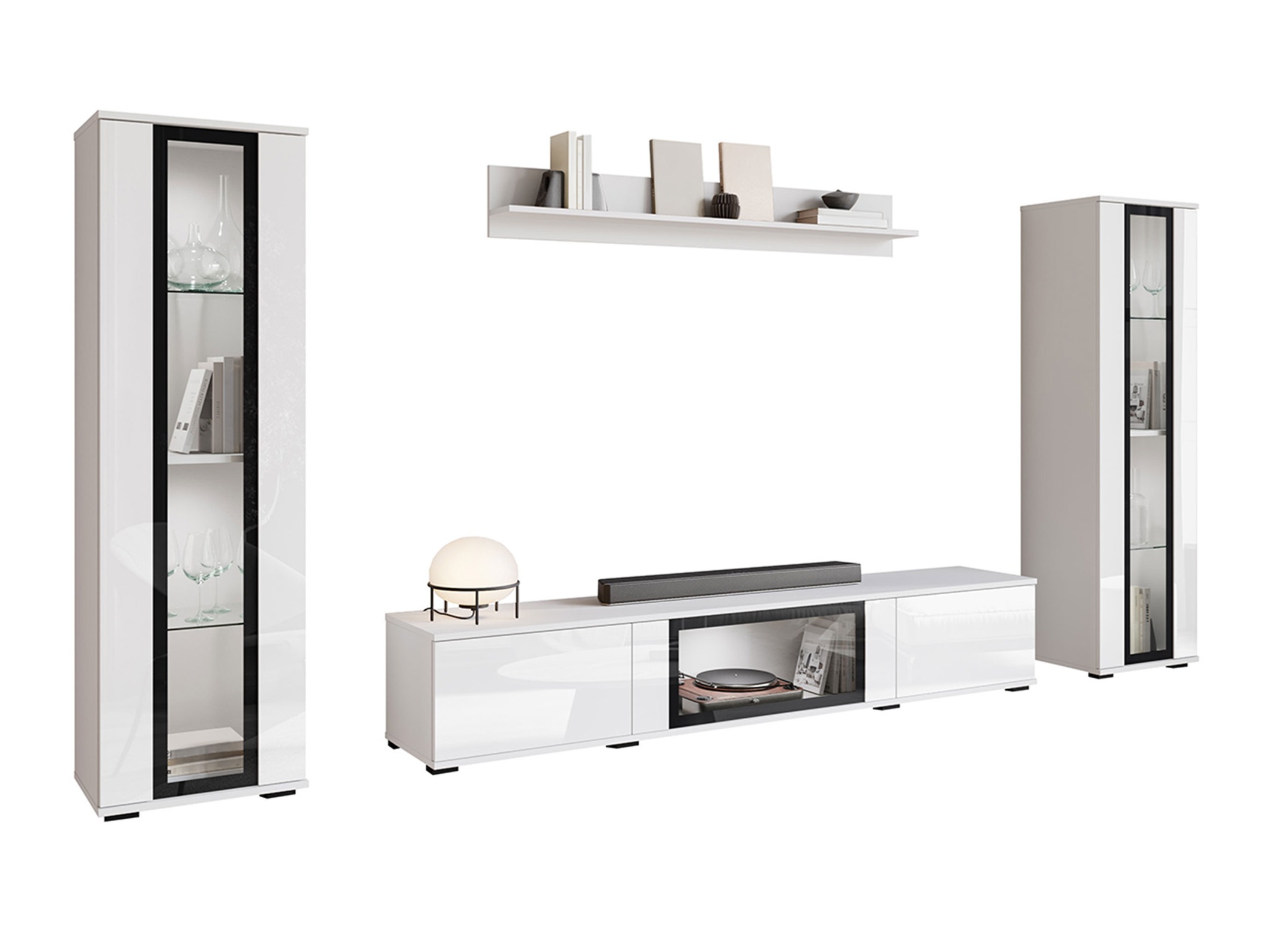 Nappali szett Torcame 103 (Fehér + Fényes fehér)