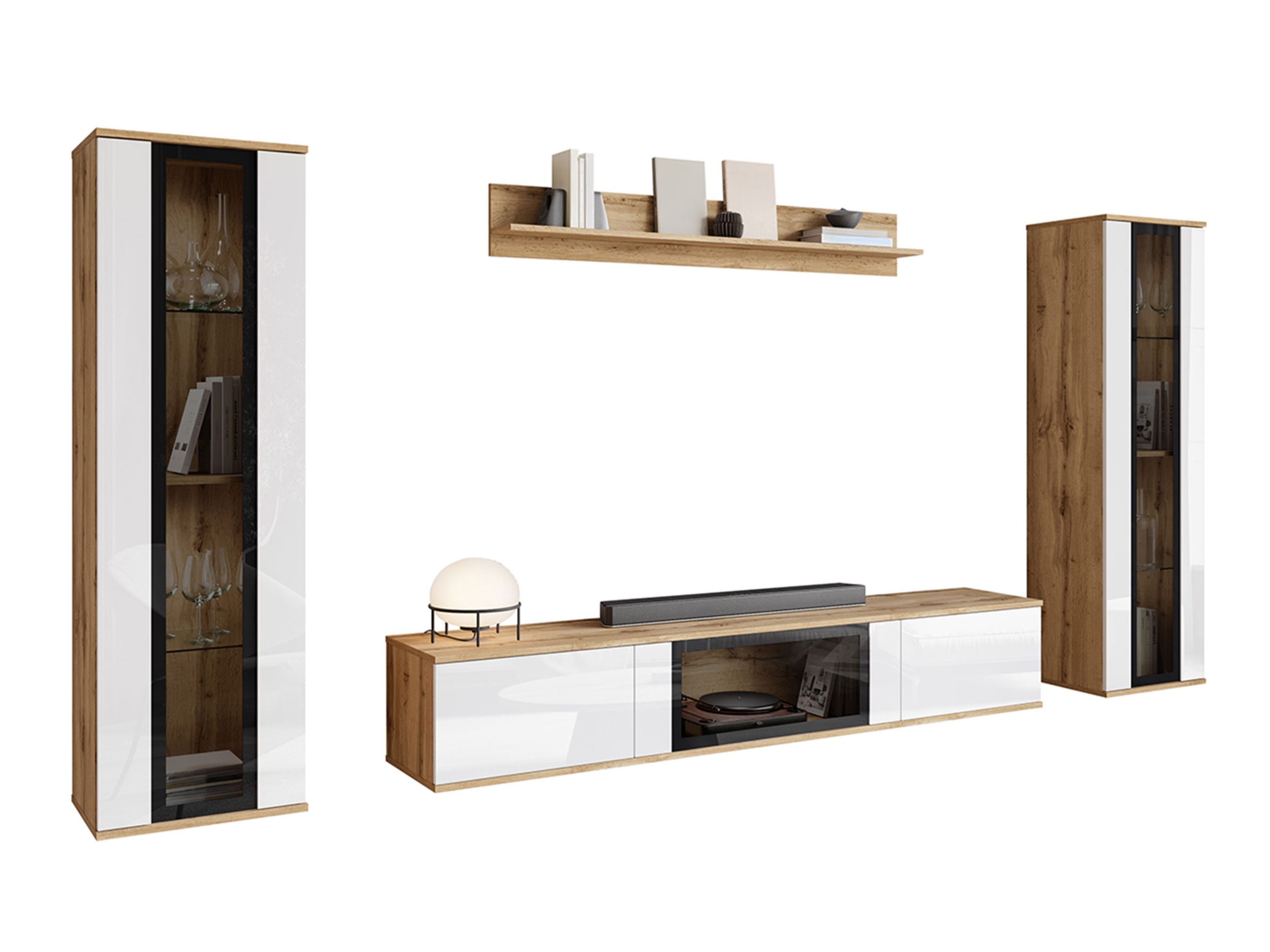 Nappali szett Torcame 103 (Wotan tölgy + Fényes fehér)