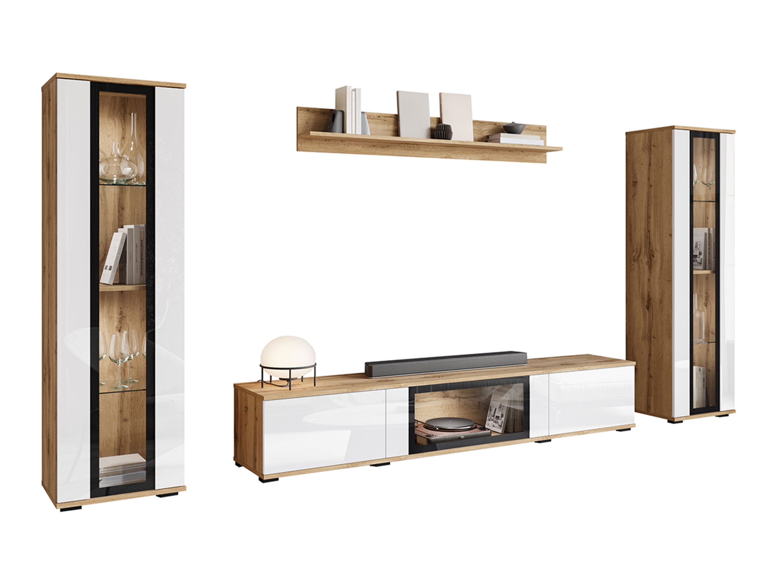 Nappali szett Torcame 103 (Wotan tölgy + Fényes fehér)