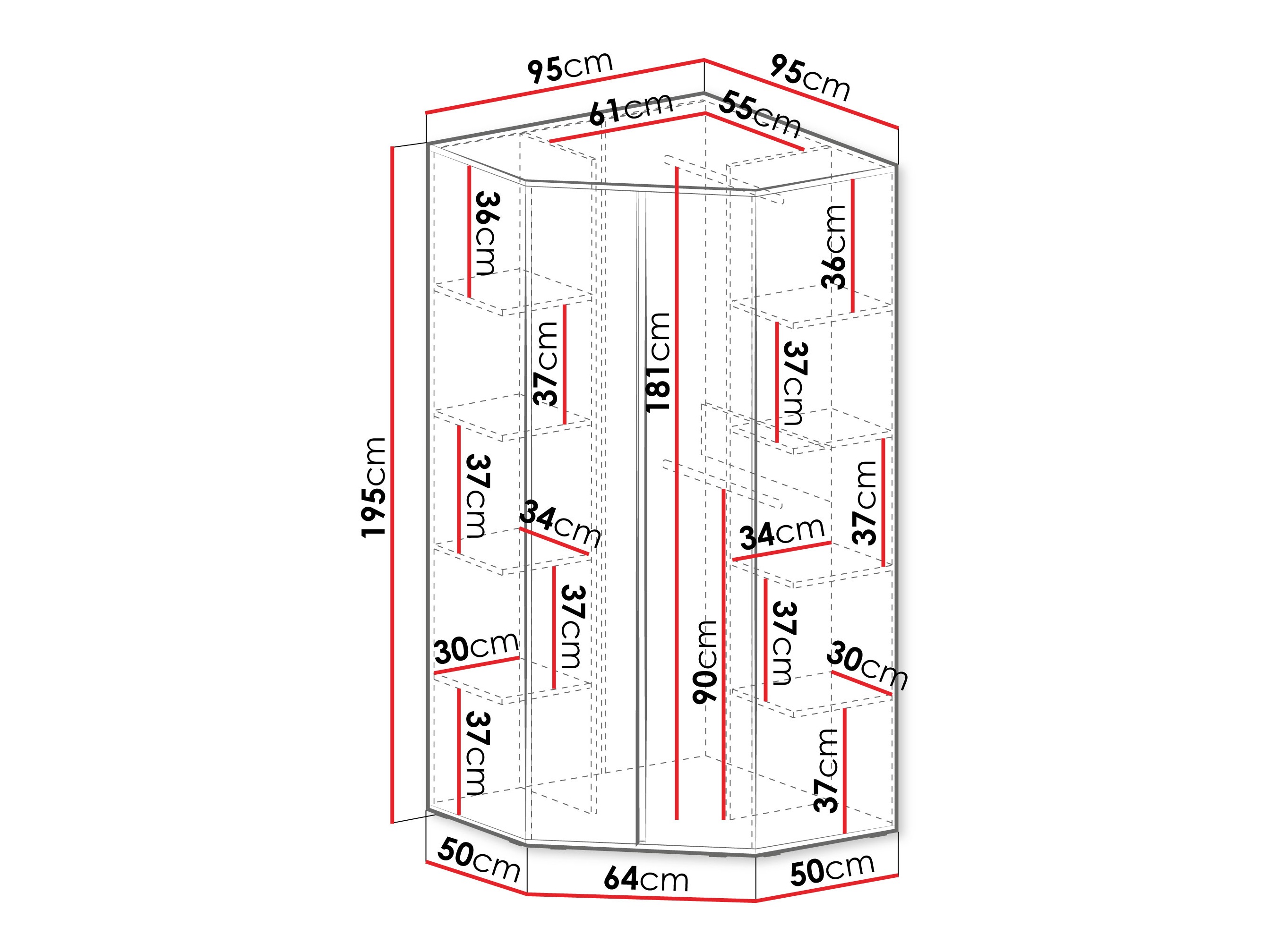 Sarokszekrény Fiosono 101 (Eukaliptusz + Tölgy)