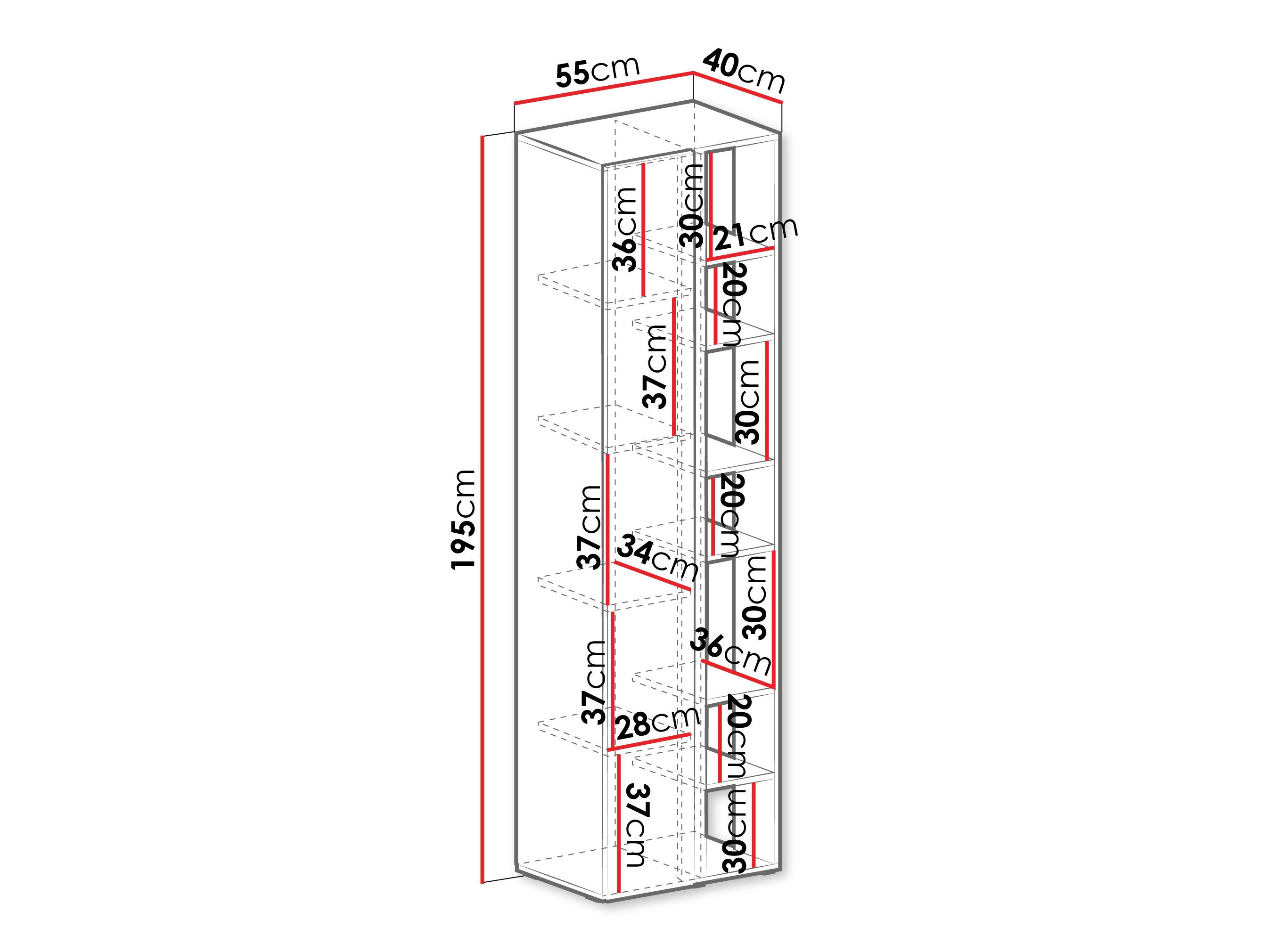 Könyvespolc Fiosono 103 (Poros zöld + Tölgy)