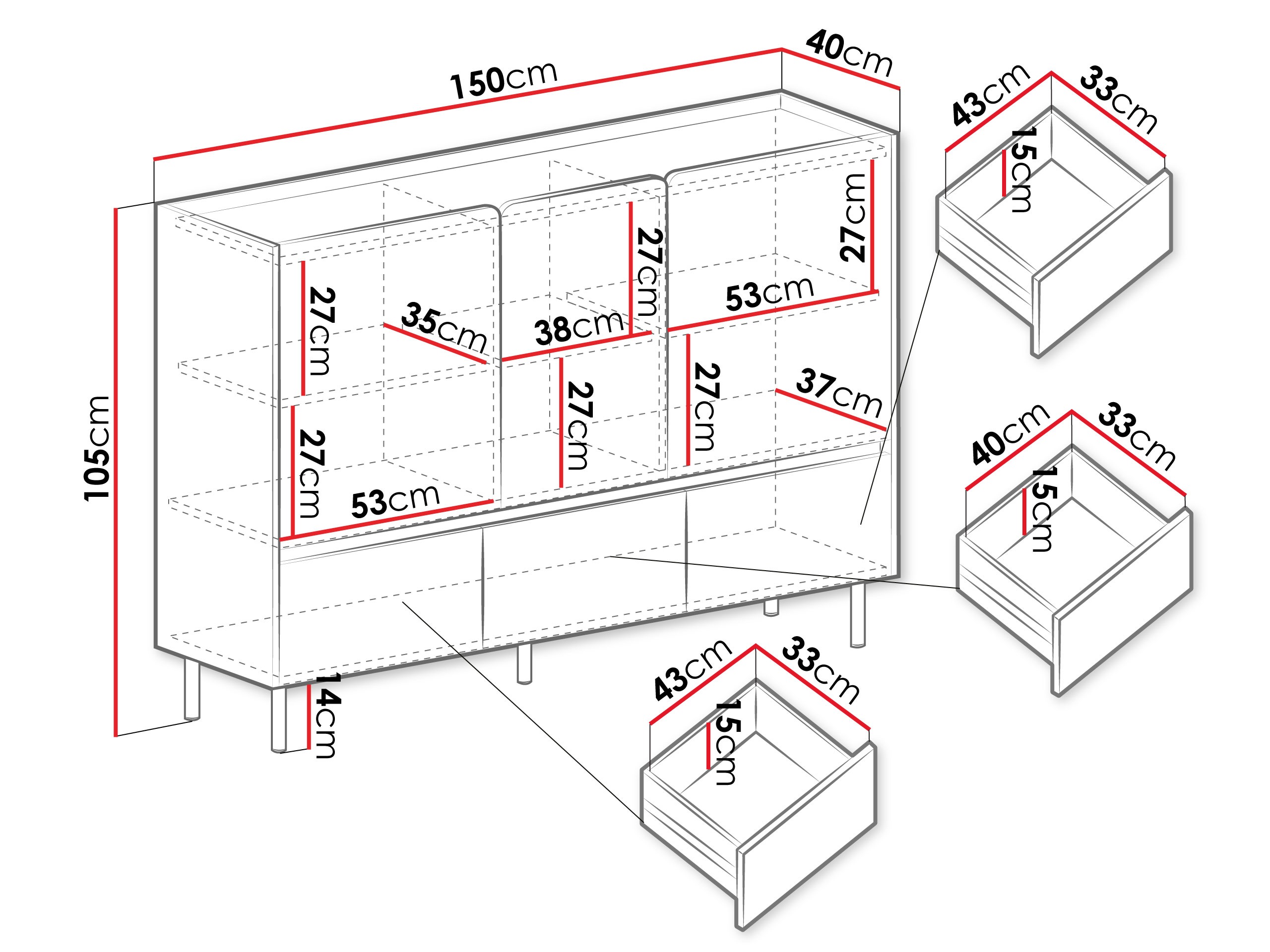 Komód Fiosono 106 (Eukaliptusz + Tölgy)