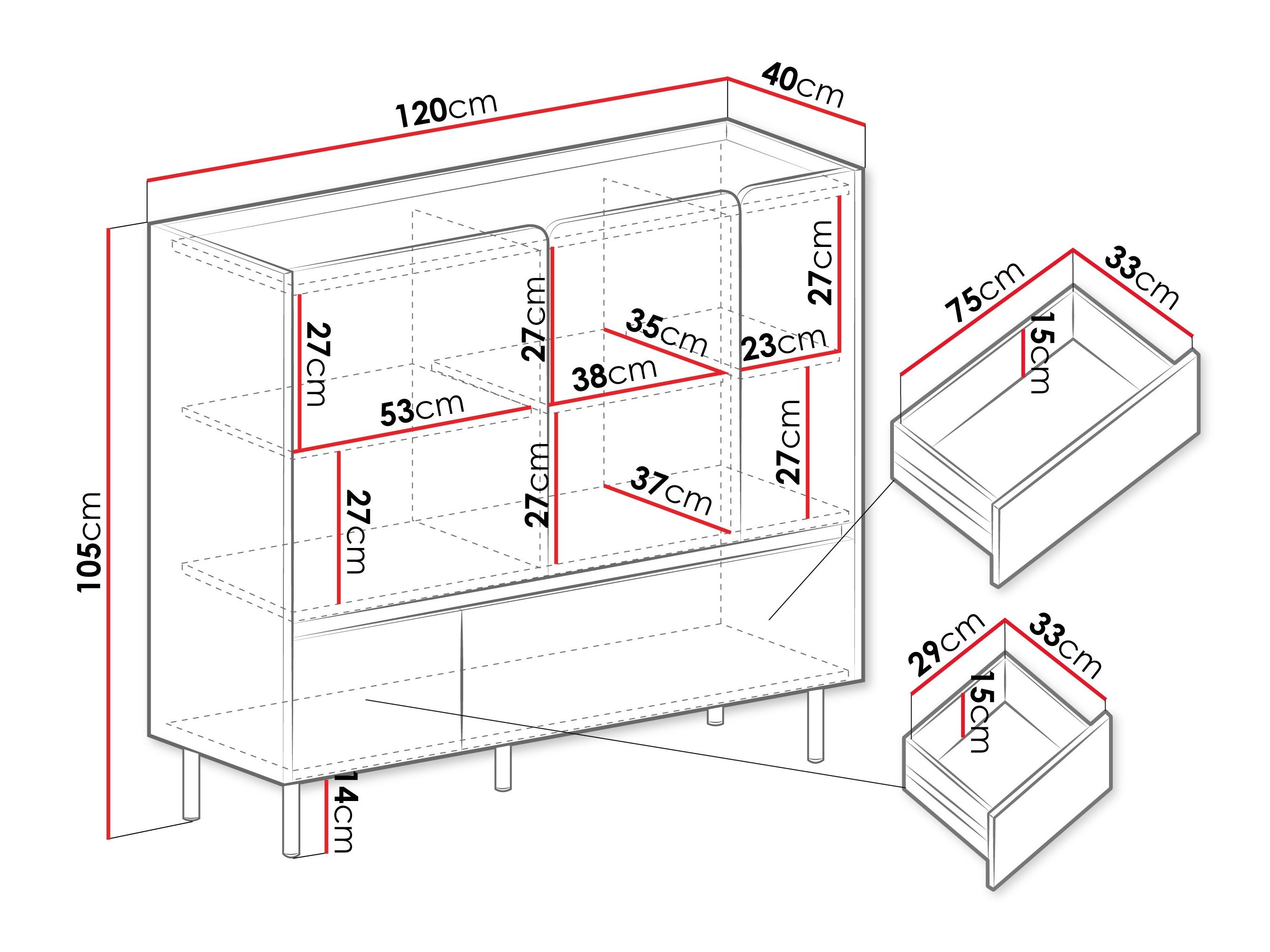 Komód Fiosono 107 (Eukaliptusz + Tölgy)
