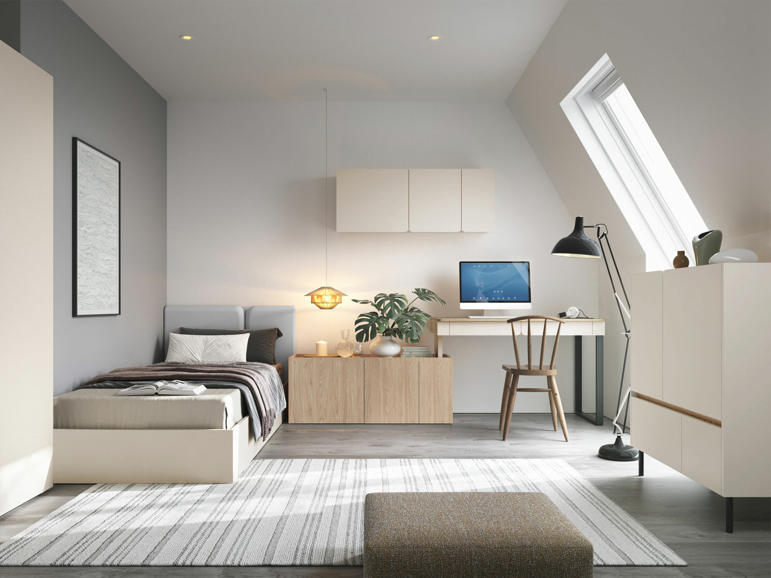 Sarok íróasztal Fiosono 110 (Bézs + Tölgy)