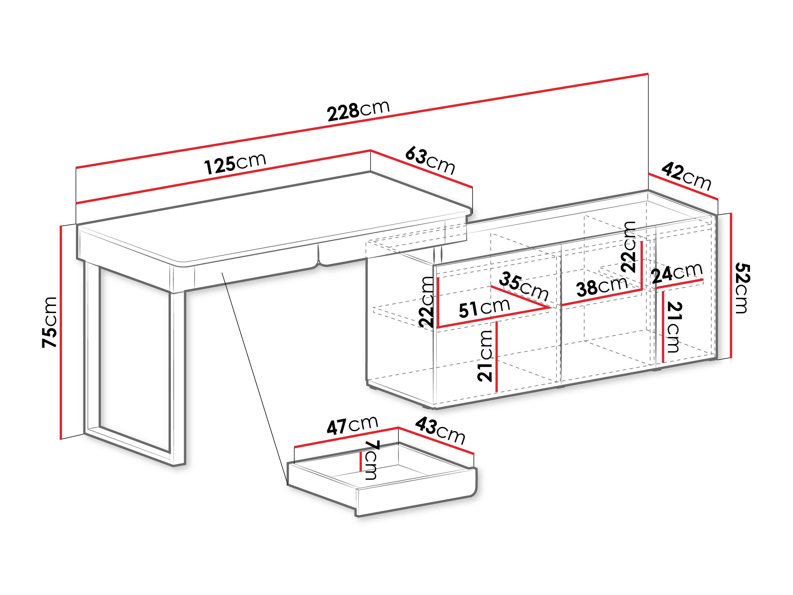 Sarok íróasztal Fiosono 110 (Bézs + Világos tölgy)