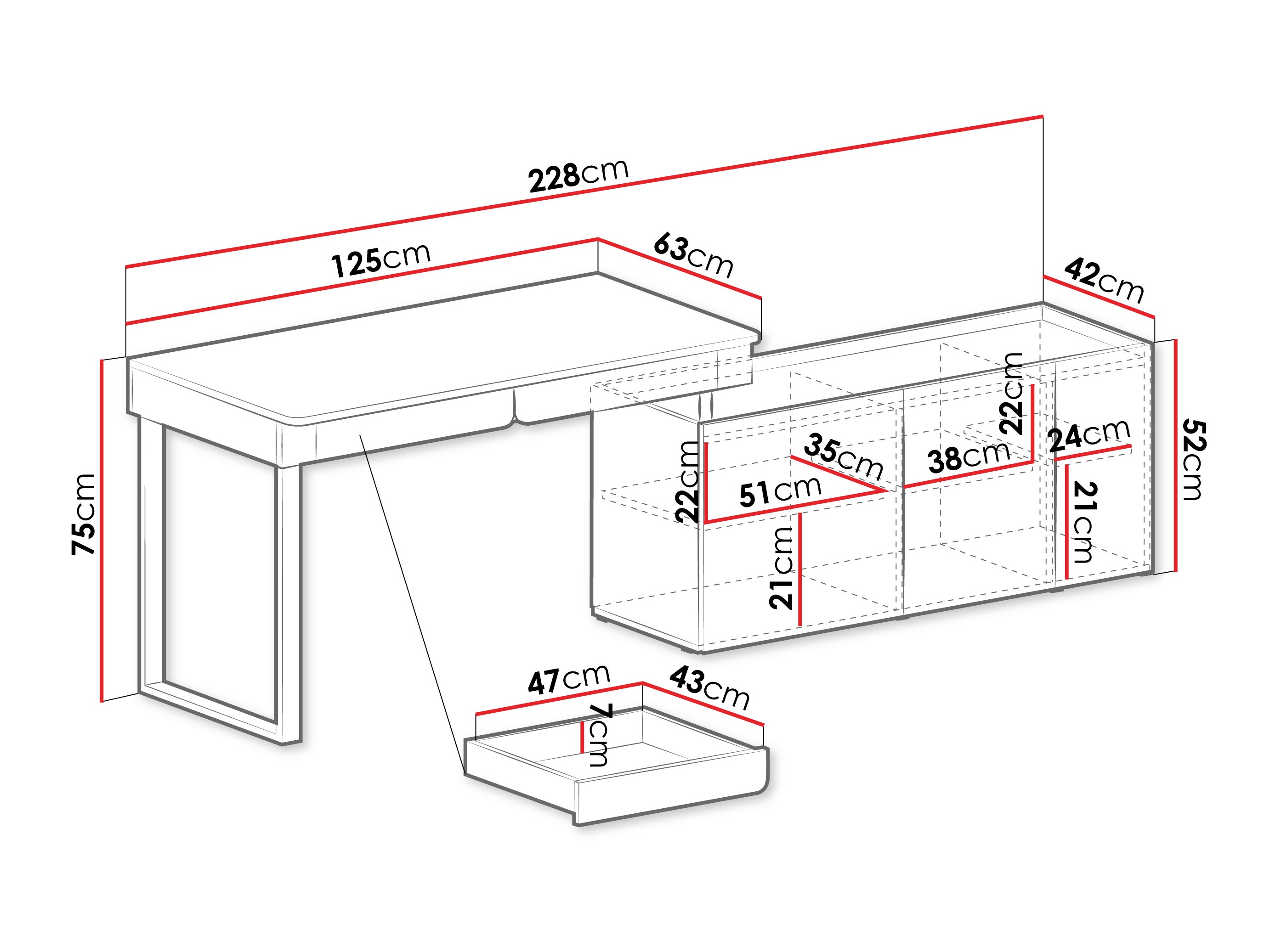 Sarok íróasztal Fiosono 110 (Poros zöld + Tölgy)