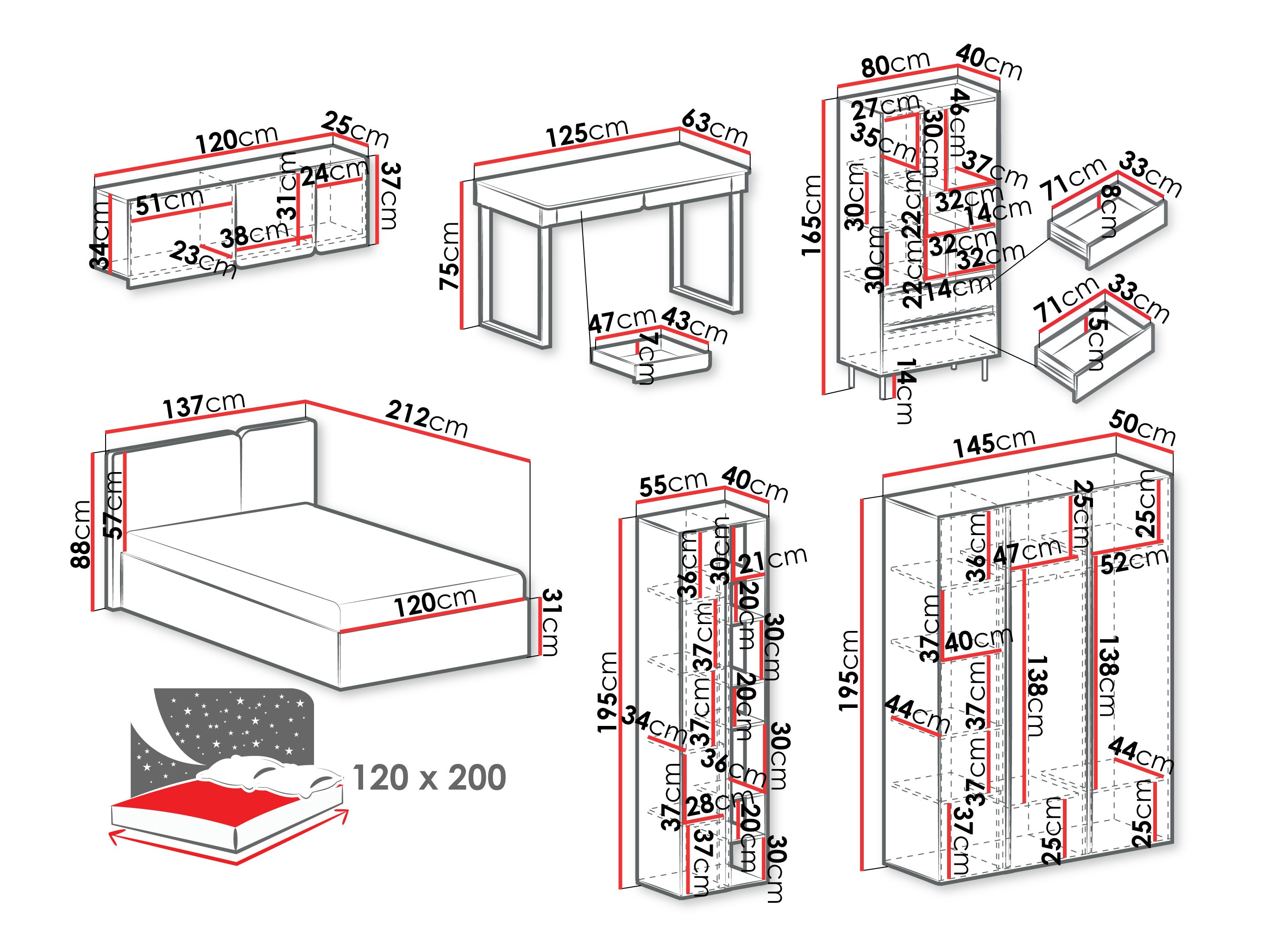 Bútorkészlet Fiosono 114 (Bézs + Világos tölgy)