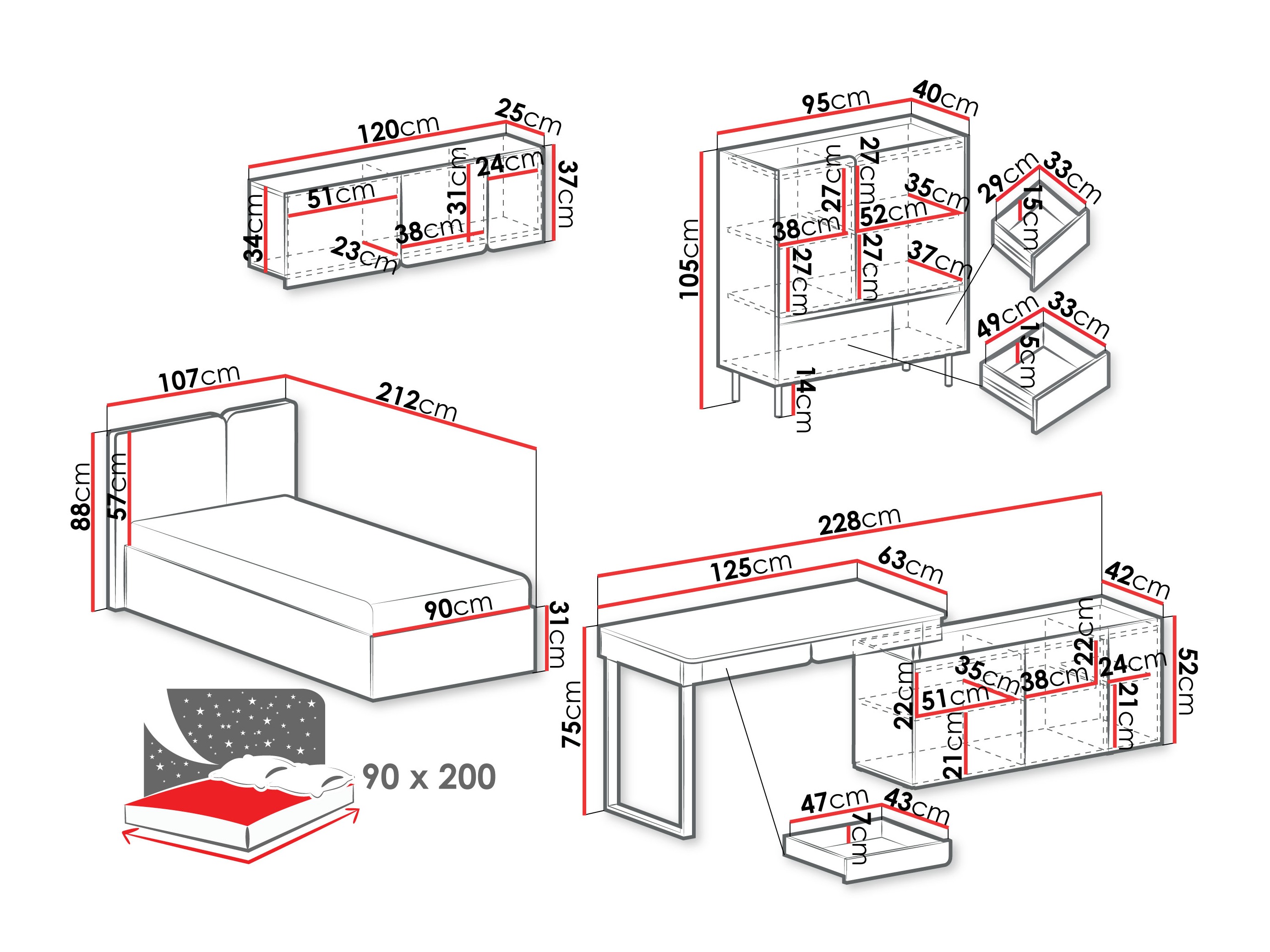 Bútorkészlet Fiosono 115 (Bézs + Tölgy)