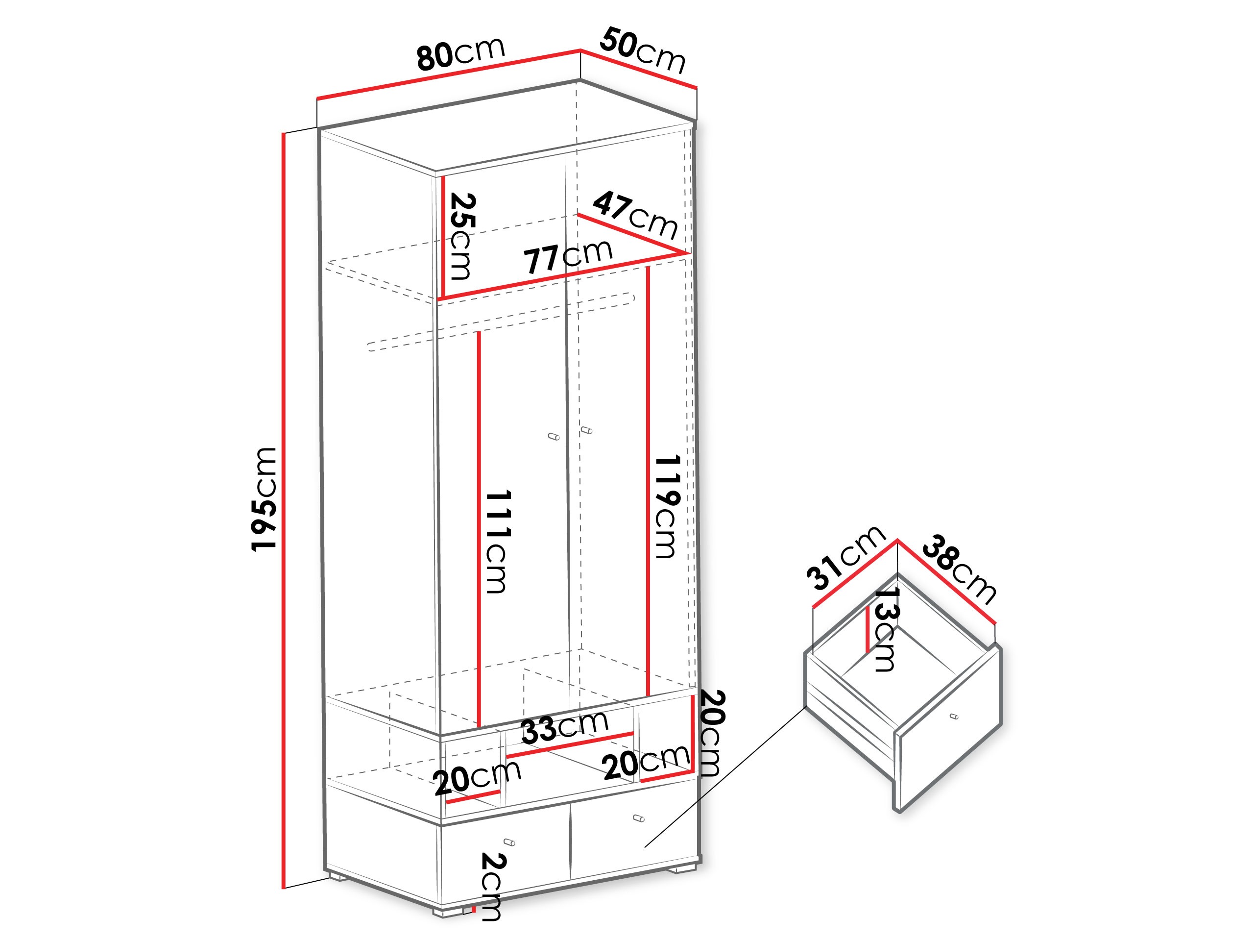 Gardróbszekrény Ciravie 100