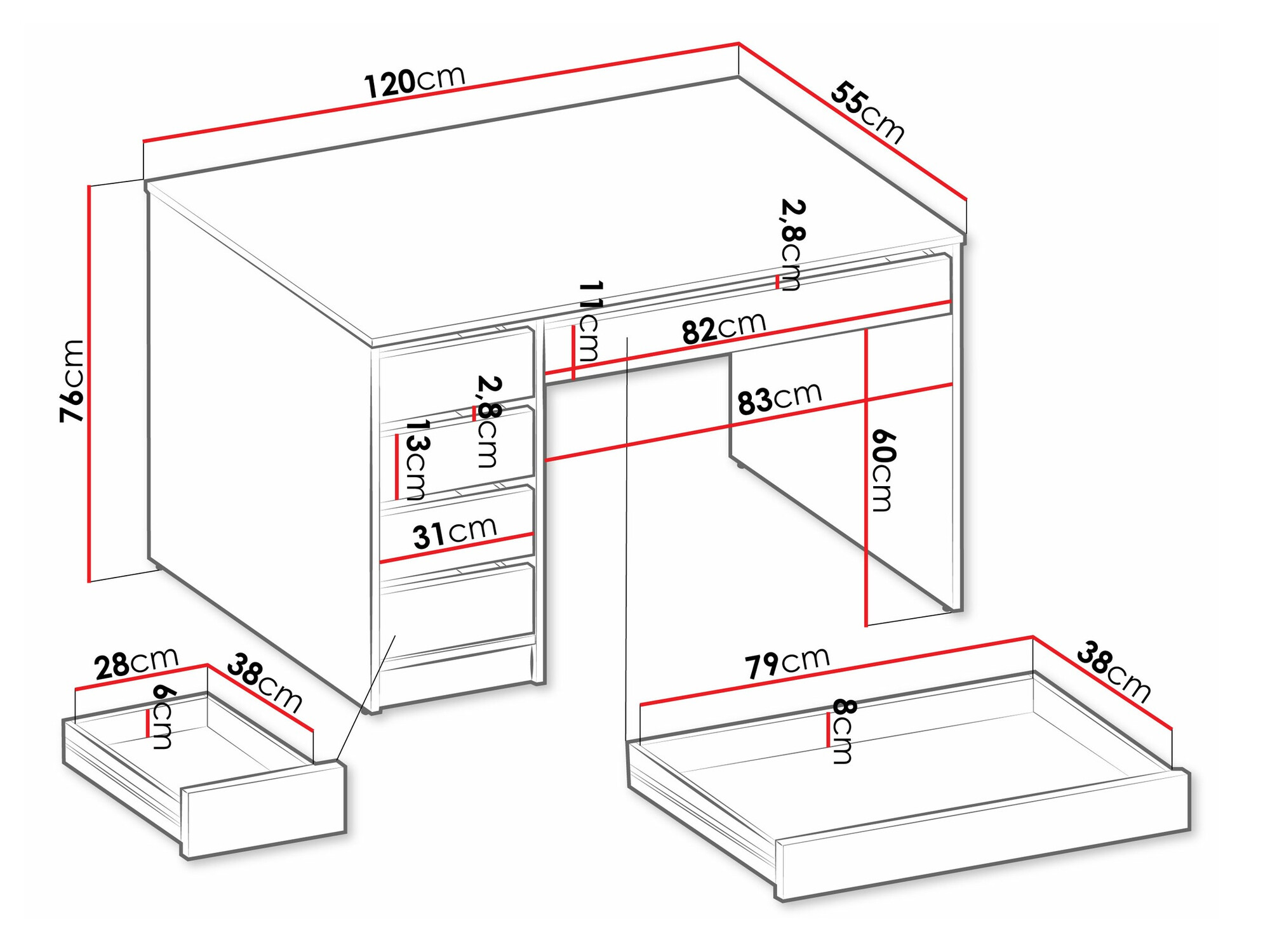 Íróasztal SH11137 sérült csomagolással