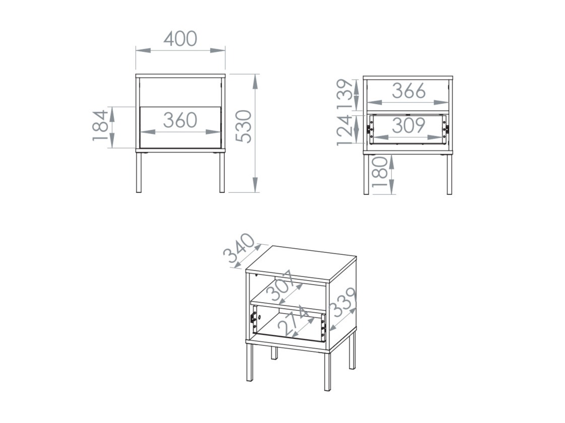 Éjjeliszekrény Virsalo 104 (Tölgy)