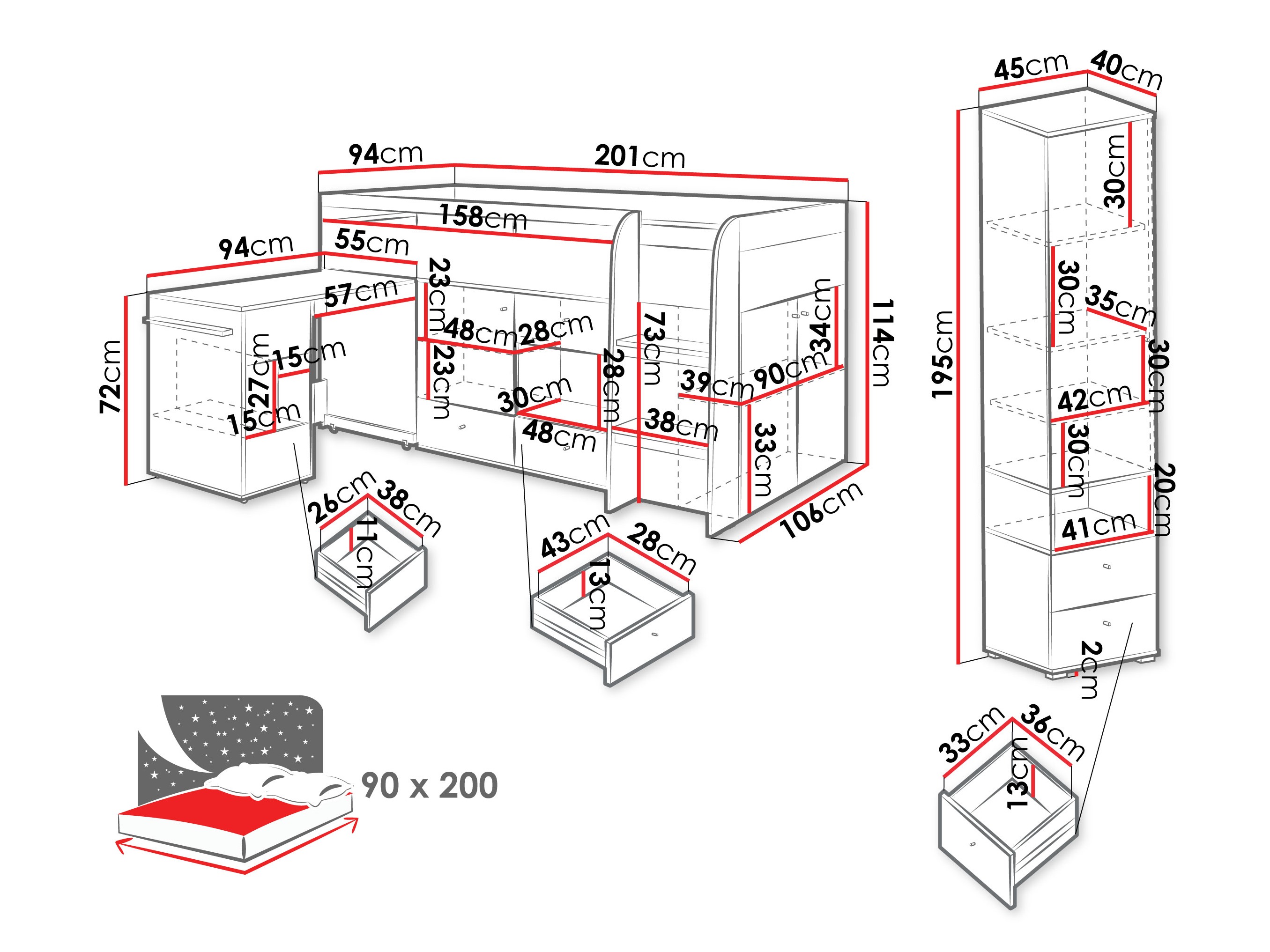Gyerekszoba garnitúra Ciravie 109