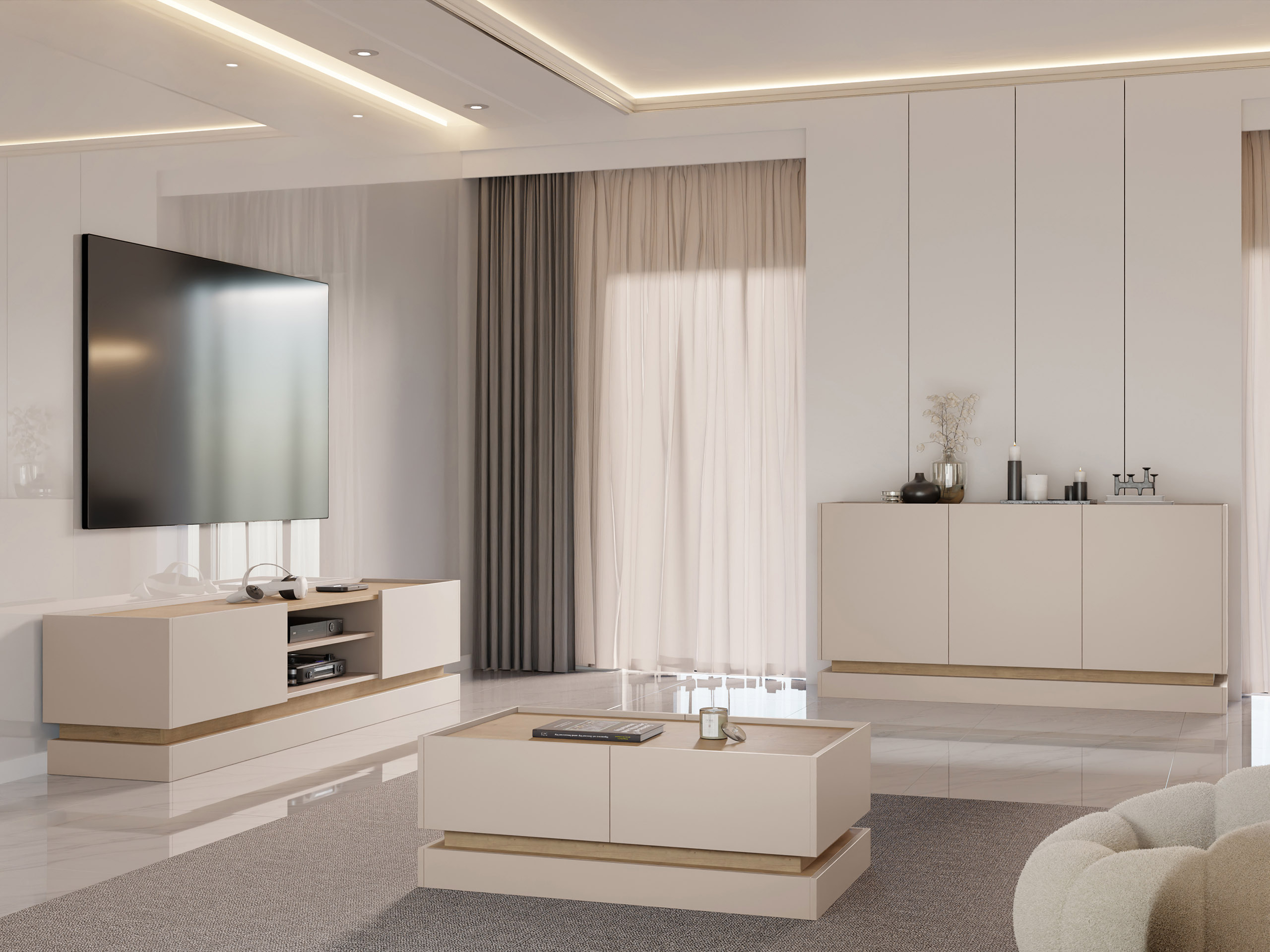 Nappali szett Comfivo Dalvenu 104 (Világosbarna + Tölgy)