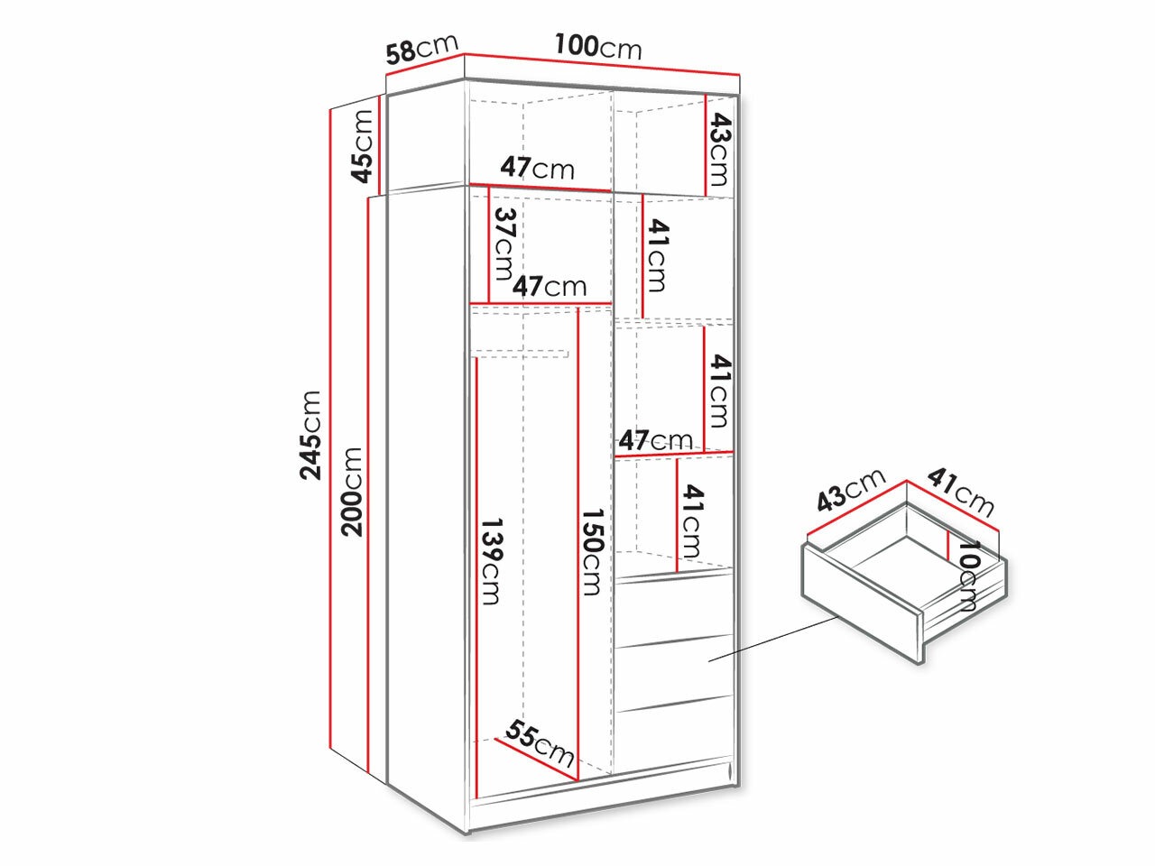 Gardróbszekrény Lombala 108