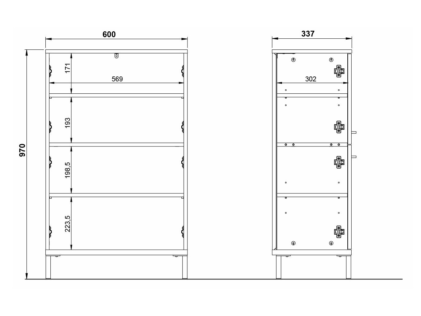 Álló fürdőszoba szekrény Ruvlevu 102 (Grafit + Navarra tölgy)