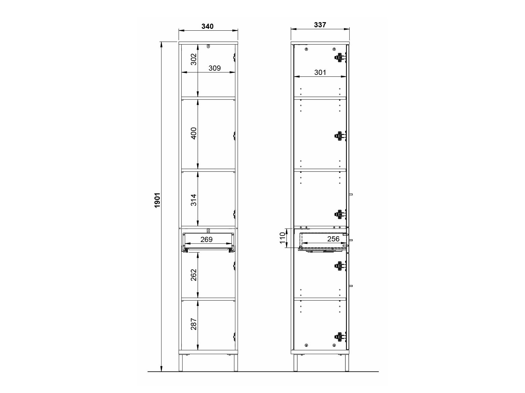 Álló fürdőszoba szekrény Ruvlevu 103 (Grafit + Navarra tölgy)
