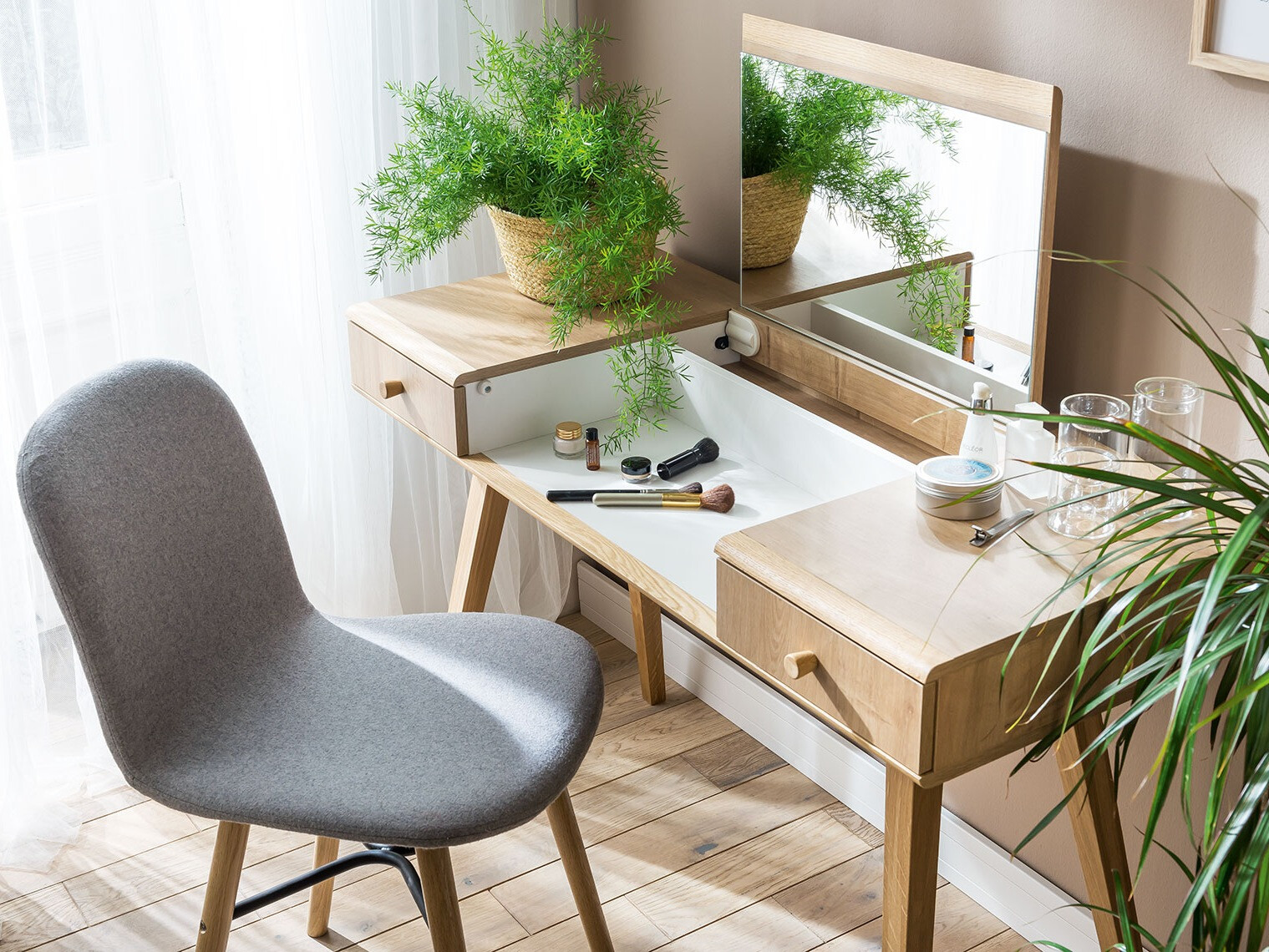 Fésülködő asztal Ruvruvi 100 (Fehér + Tölgy)