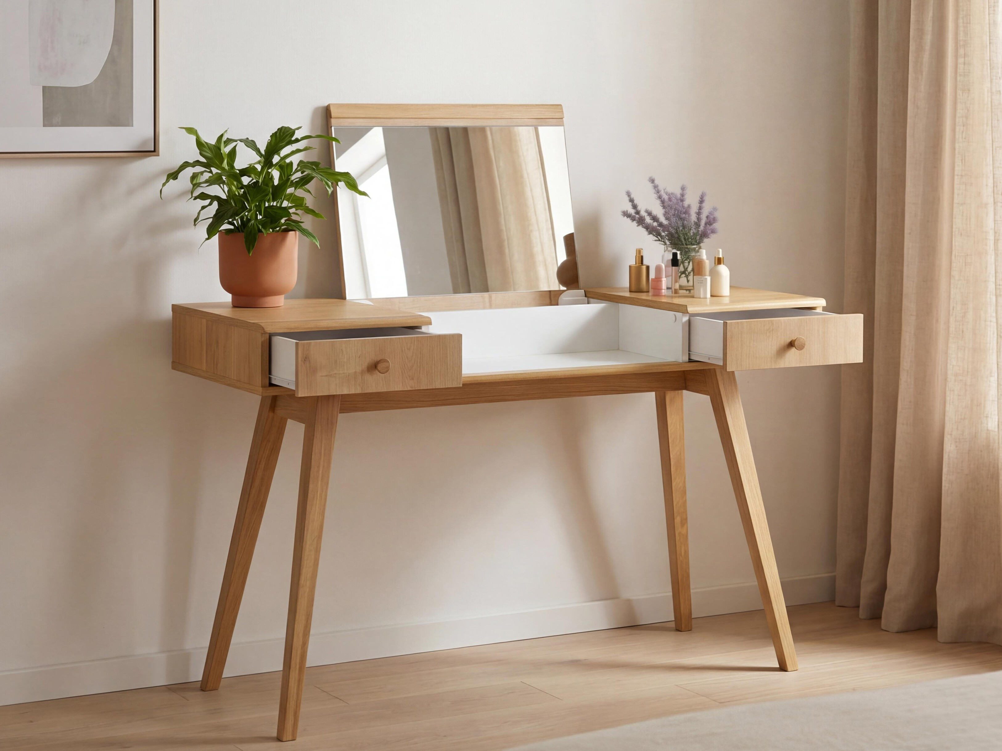 Fésülködő asztal Ruvruvi 100 (Fehér + Tölgy)