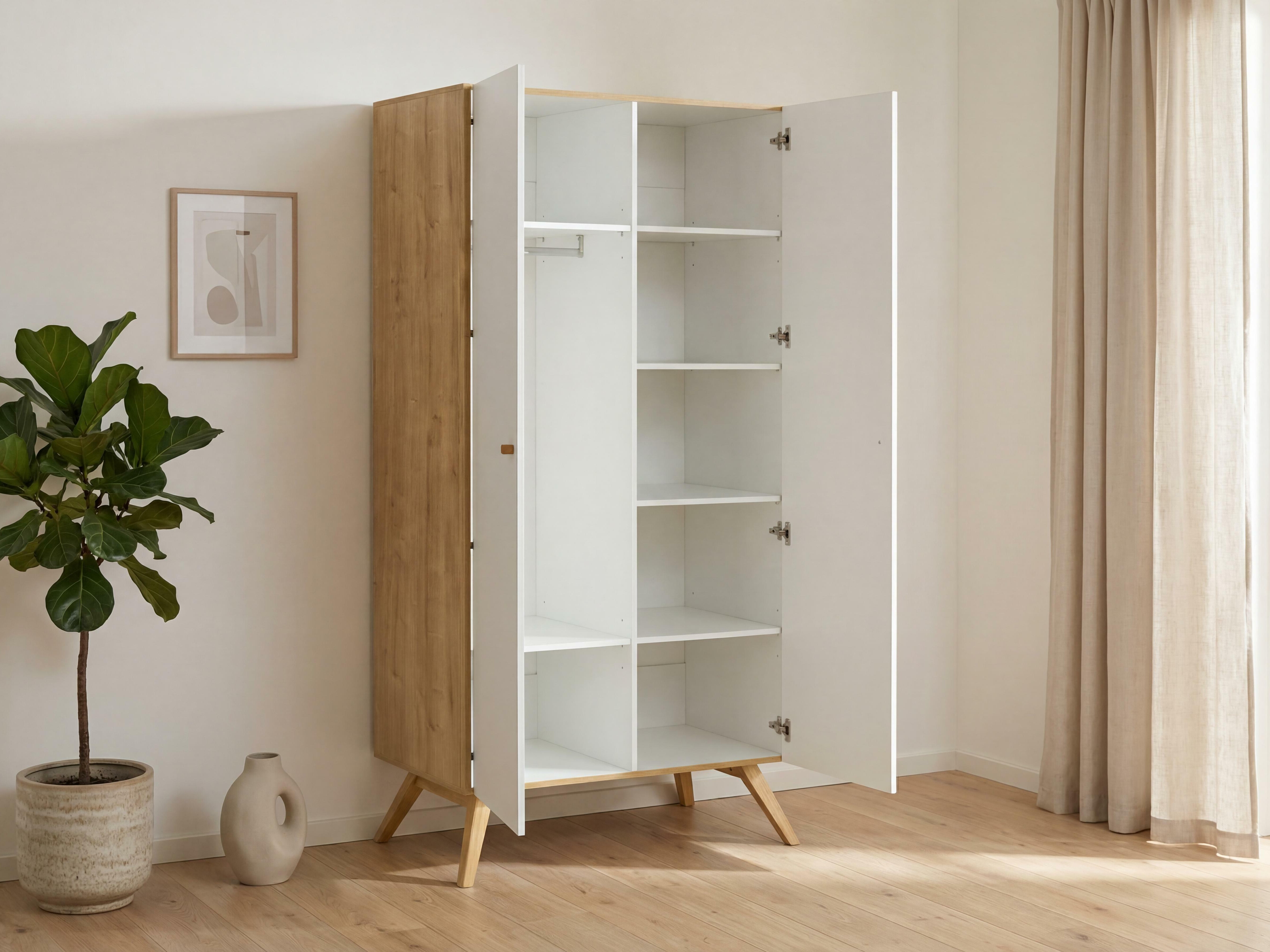 Gardróbszekrény Ruvruvi 101 (Fehér + Tölgy)