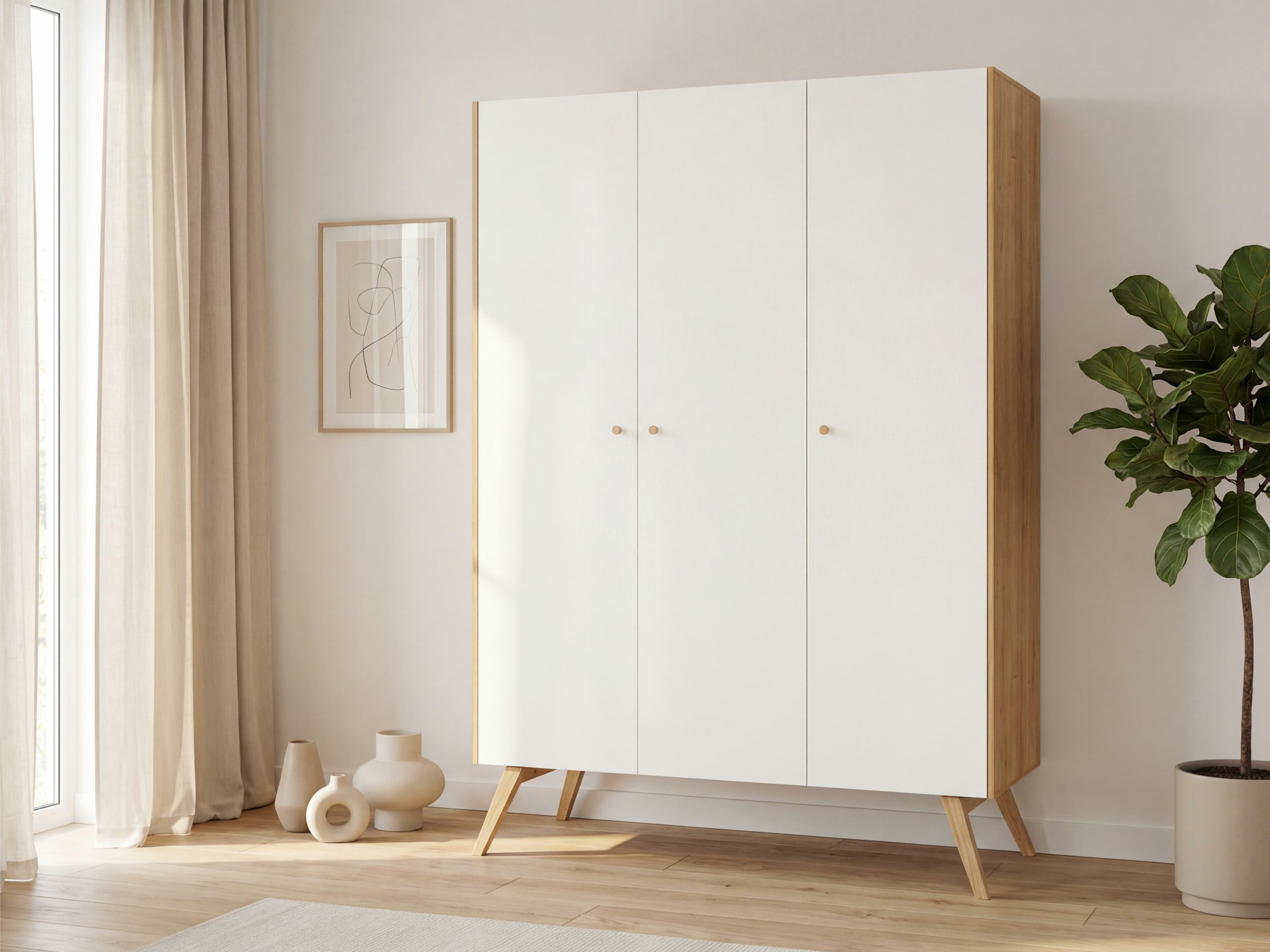 Gardróbszekrény Ruvruvi 102 (Fehér + Tölgy)