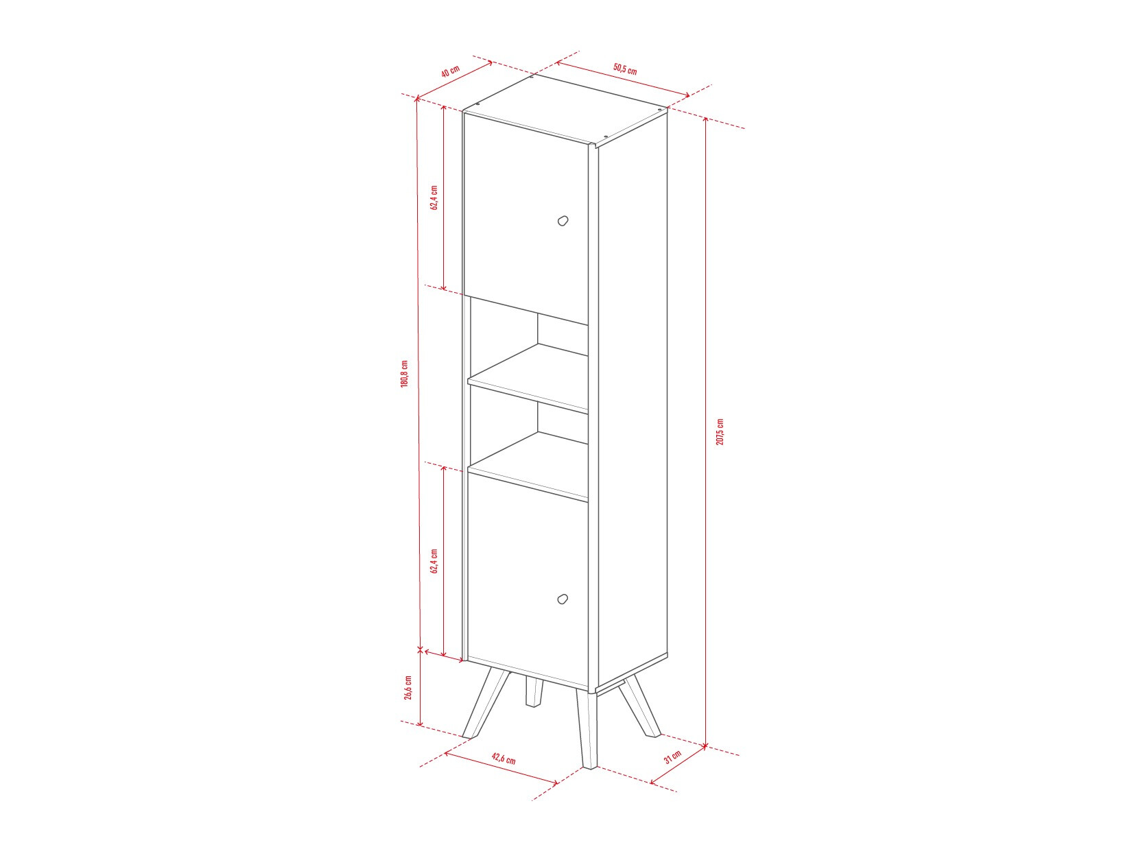 Könyvespolc Ruvruvi 106 (Fehér + Tölgy)