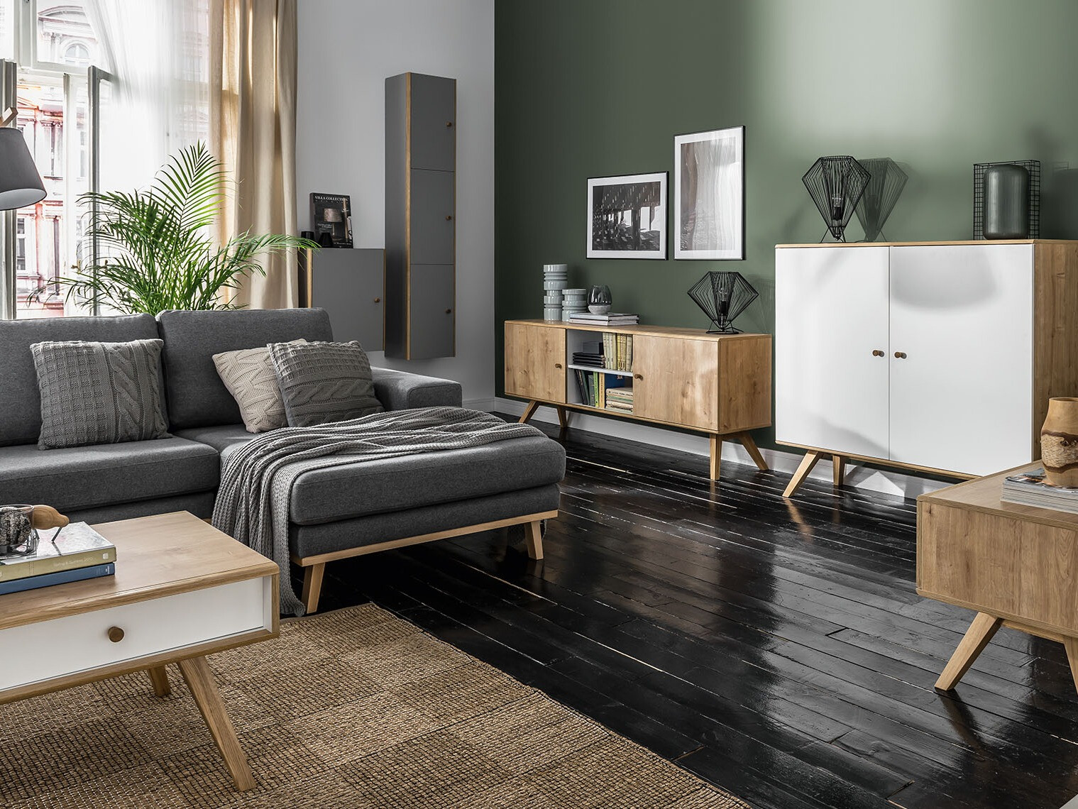 TV-állvány Ruvruvi 109 (Fehér + Tölgy)