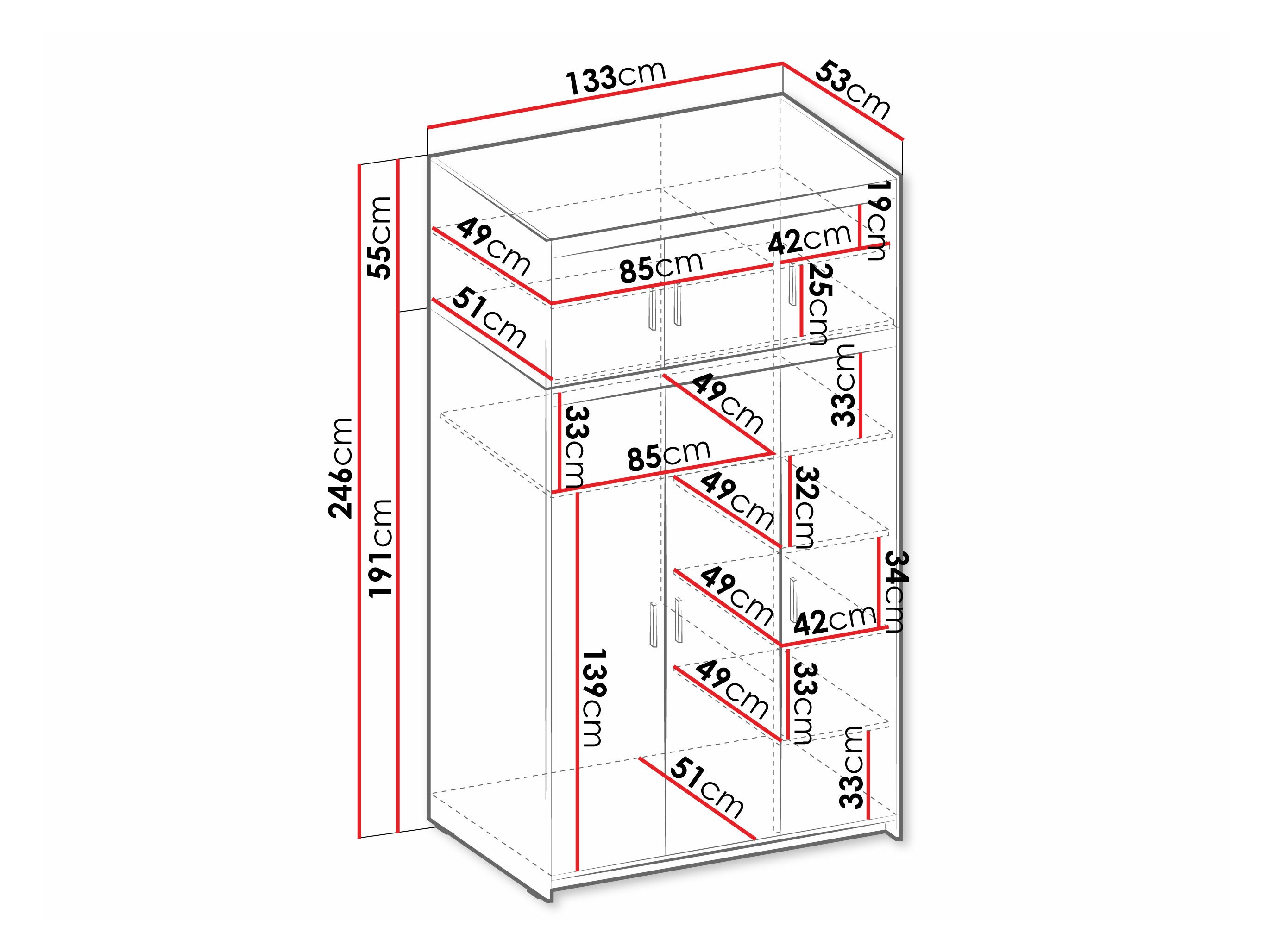 Gardróbszekrény Novduni 104 (Fehér)