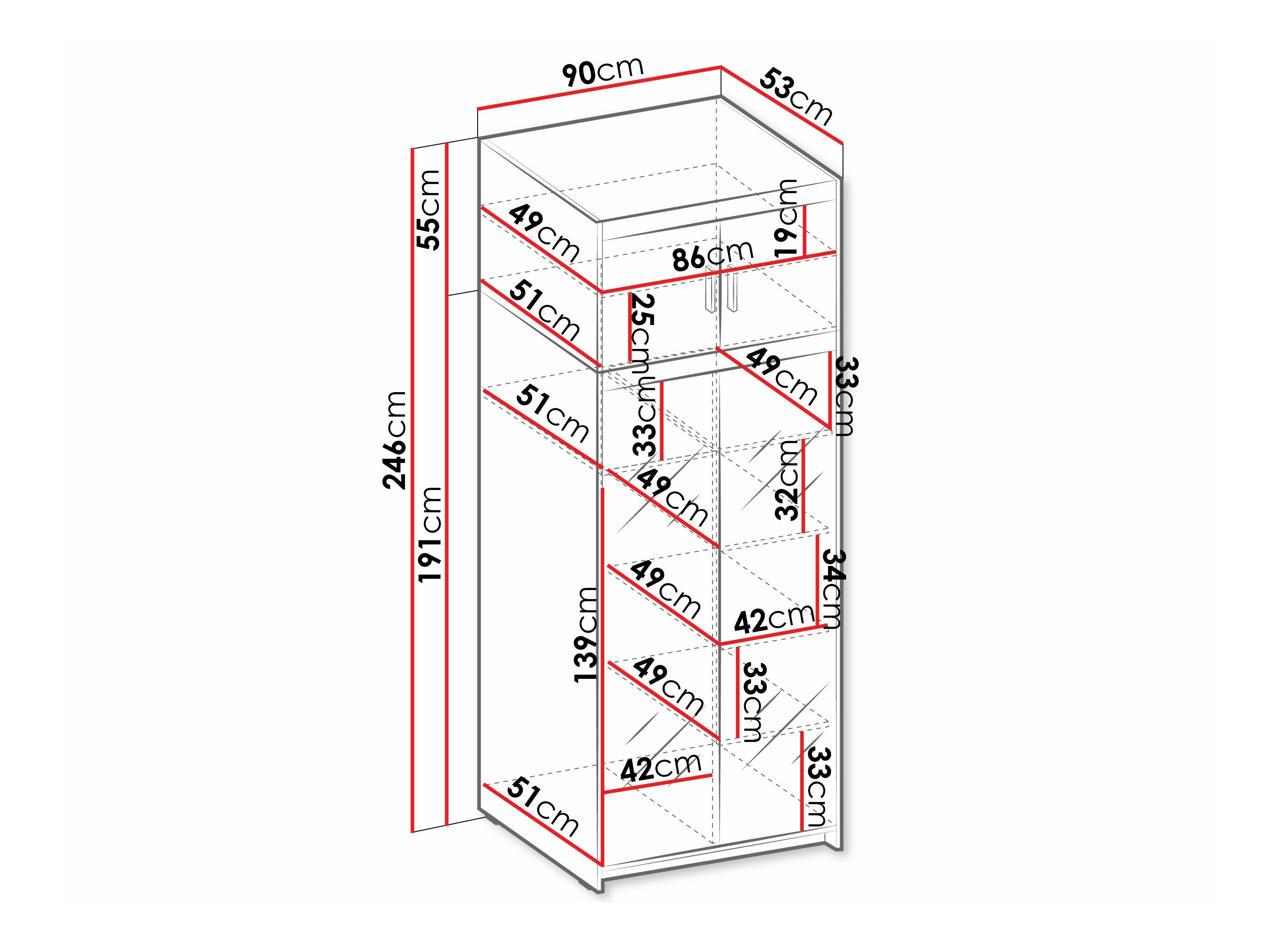 Gardróbszekrény Novduni 119 (Sonoma tölgy)