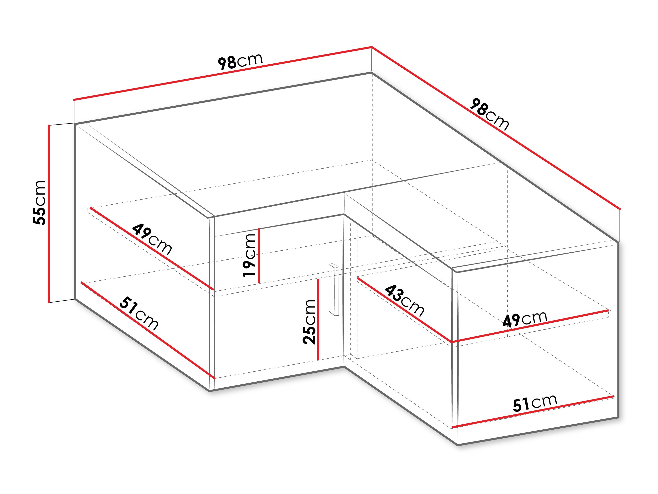 Sarokszekrény Novduni 118 (Tölgy)