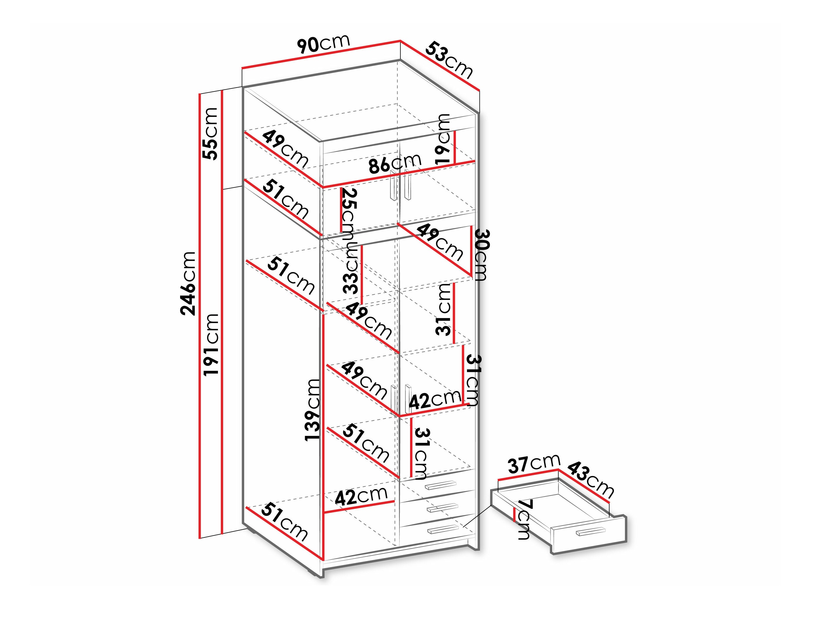 Gardróbszekrény Novduni 113 (Fehér)