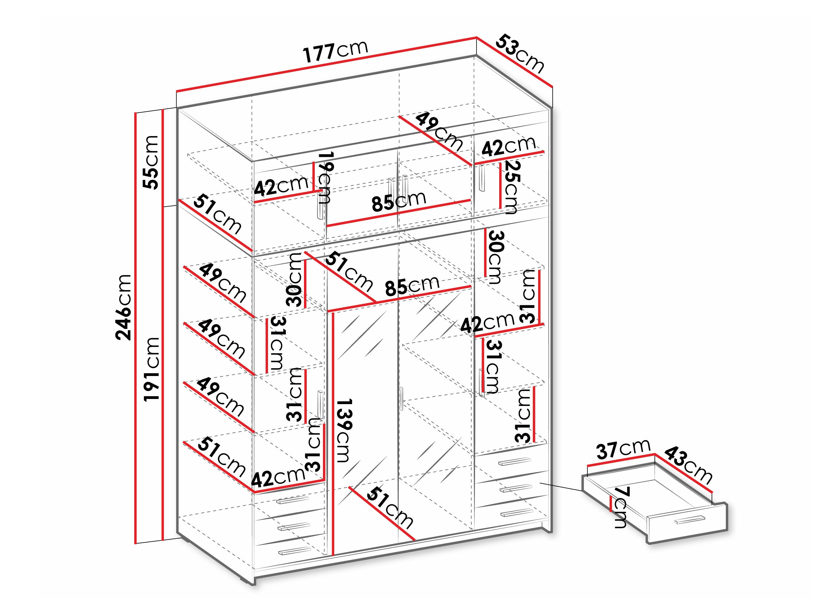 Gardróbszekrény Novduni 120 (Fehér)