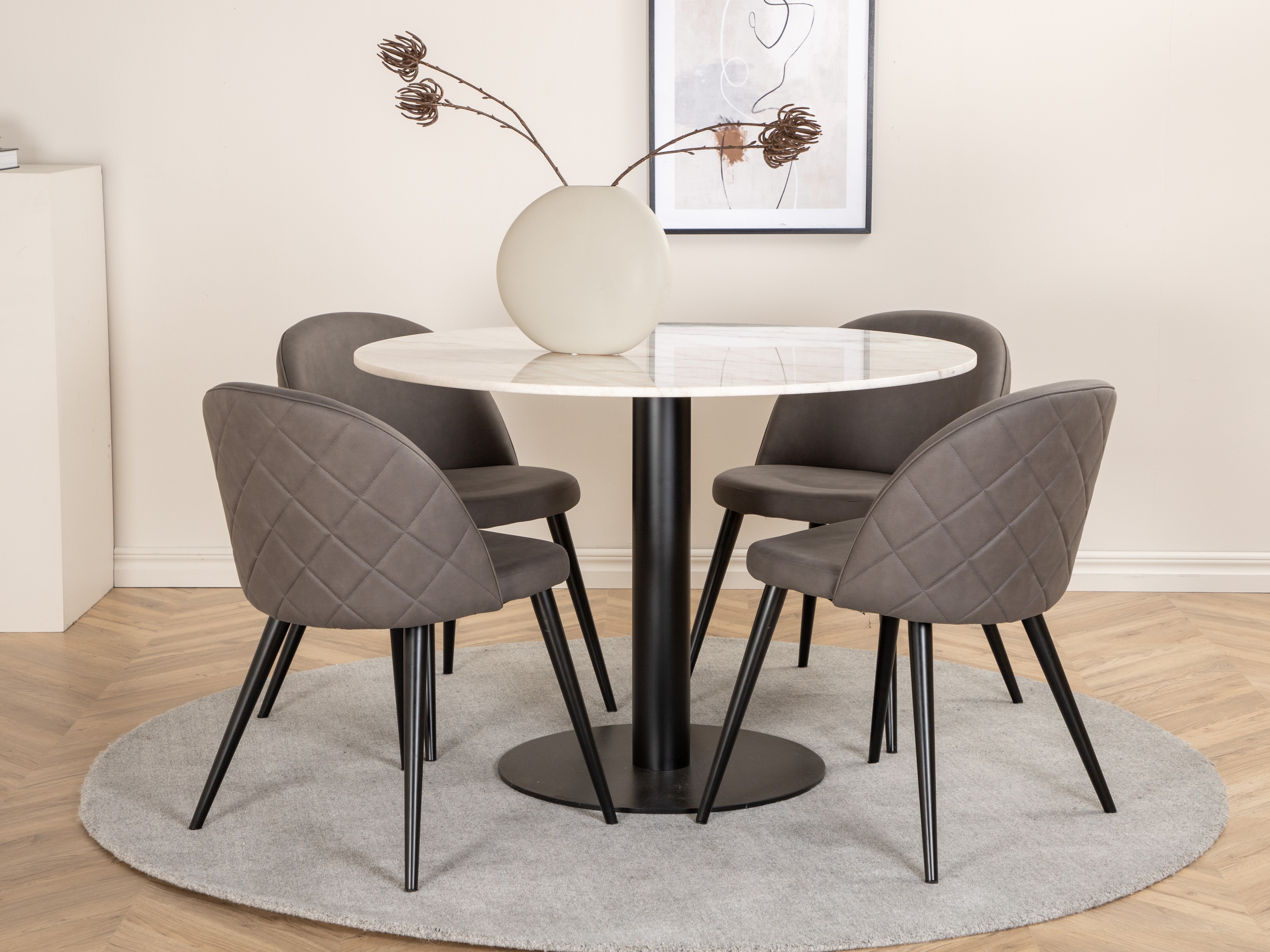 Asztal Dallas 175 (Fehér márvány + Fekete)