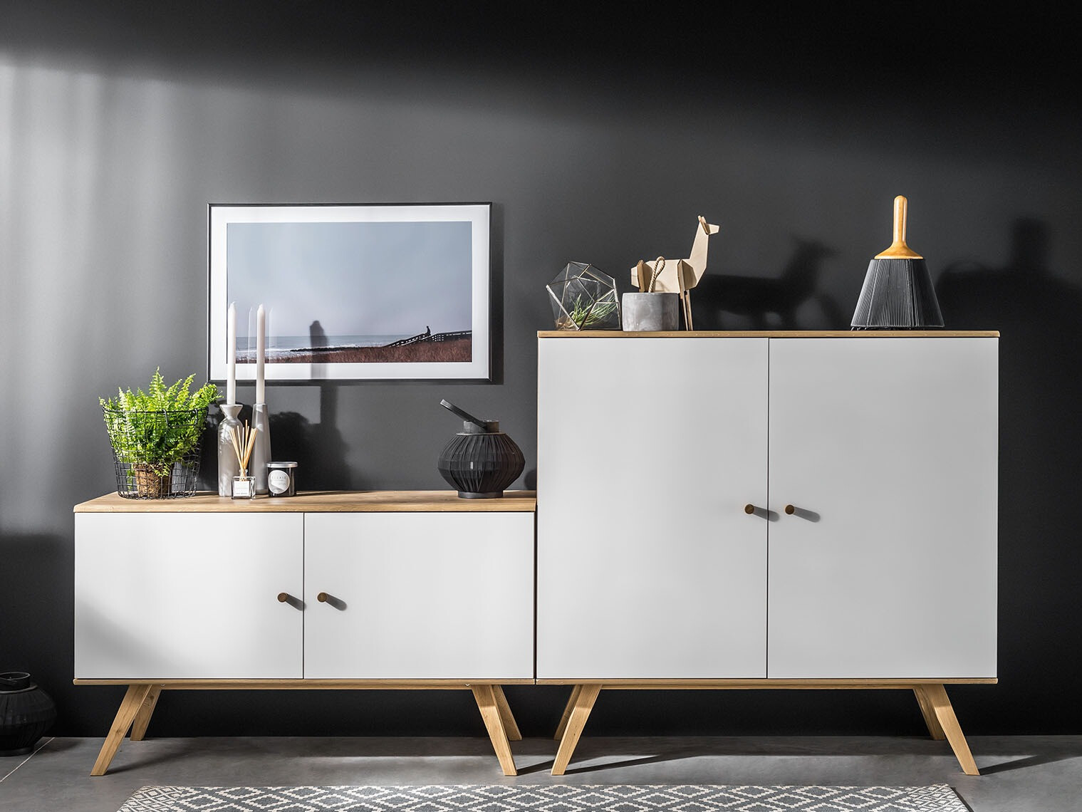 Nappali szett Ruvruvi 121 (Fehér + Tölgy)