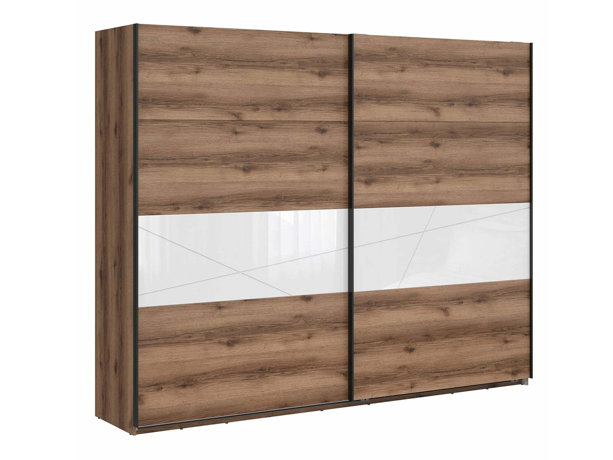 Gardróbszekrény Fivale 124 (Sötét delanói tölgy + Fényes fehér)