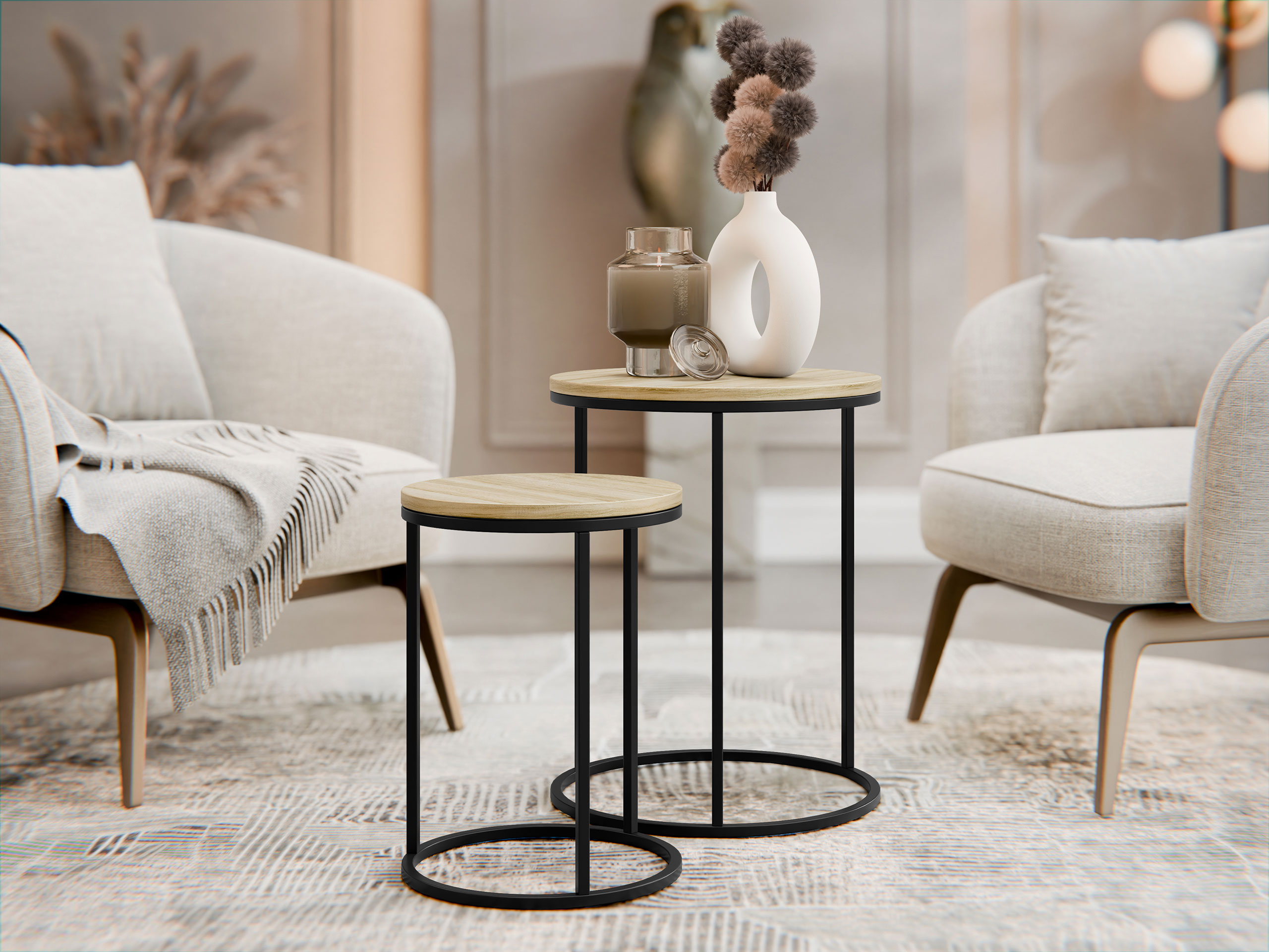 Oldalsó asztalok szett Iter (Világos fa)