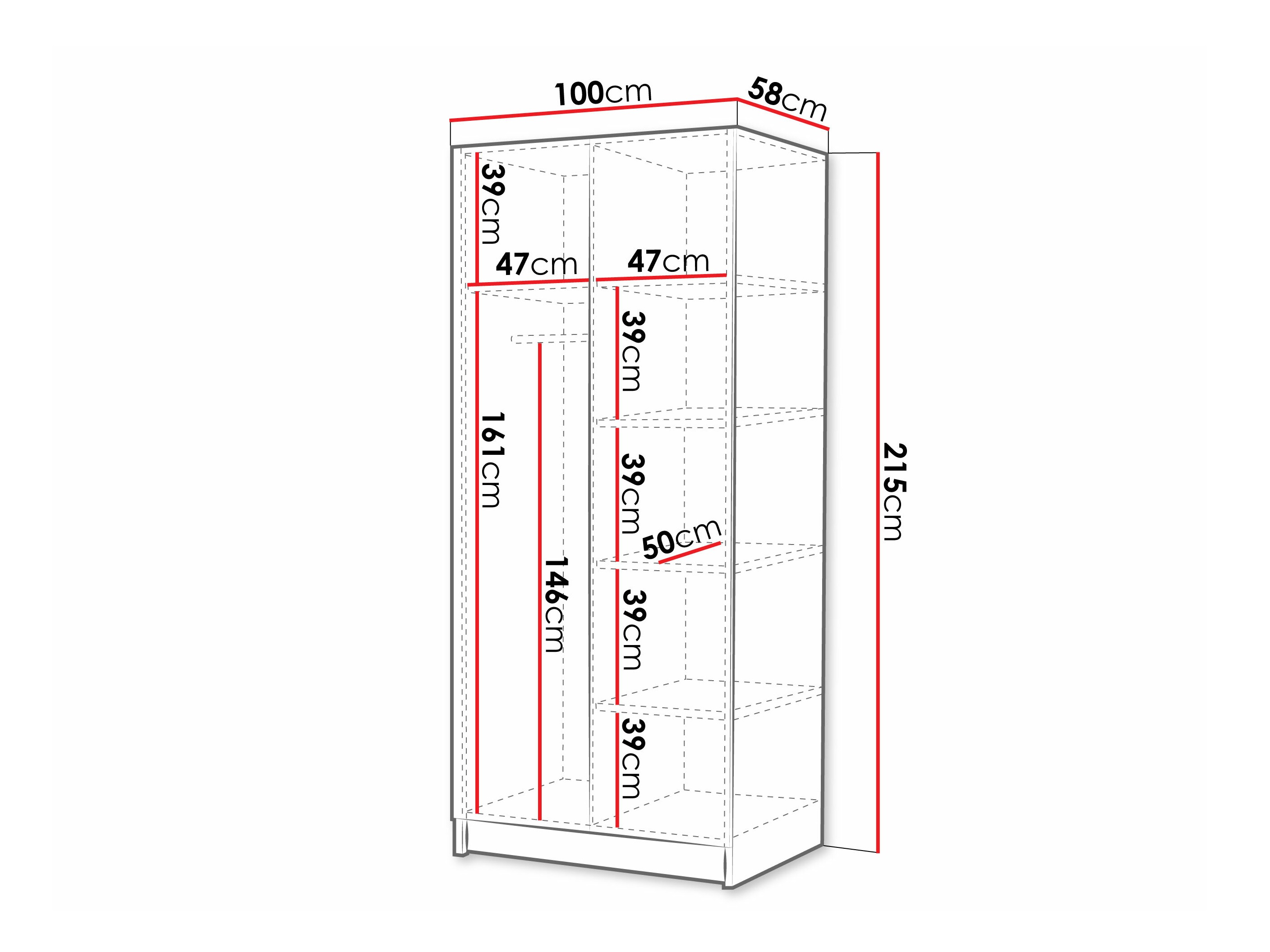 Gardróbszekrény Closico Staton II (Fehér + Fekete)