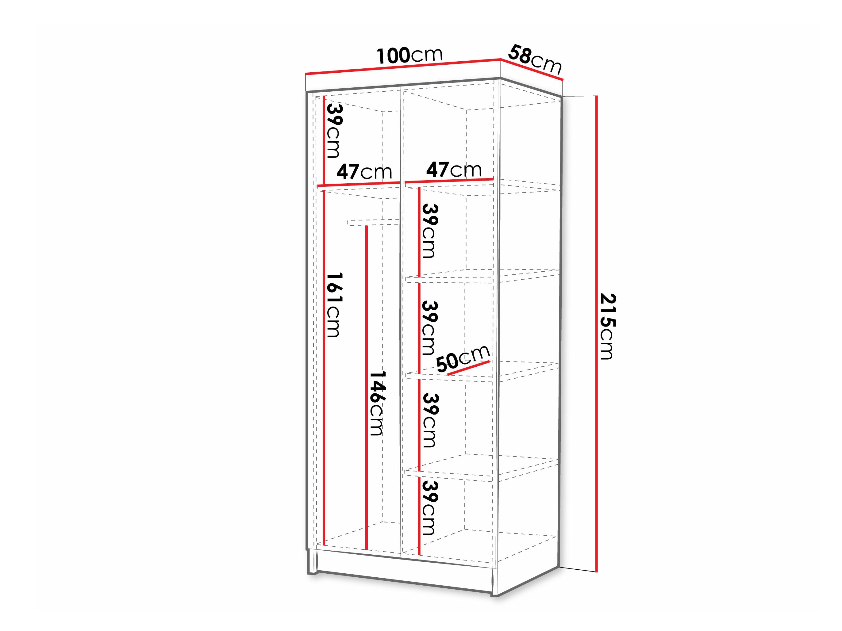 Gardróbszekrény Closico 193 (Fehér + Fekete)
