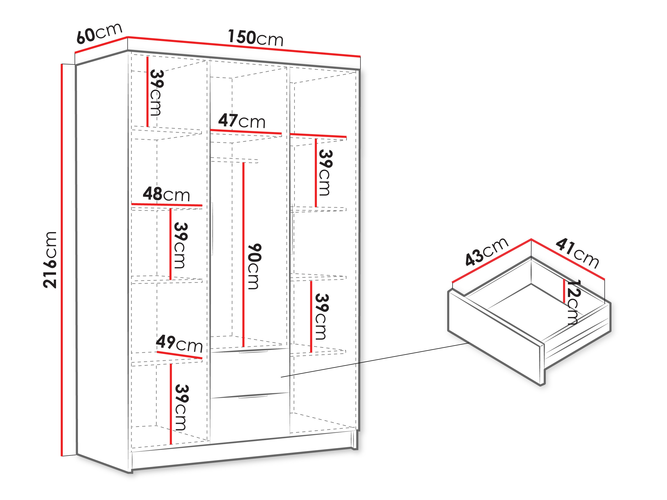 Gardróbszekrény Closico Calvron I (Fekete)