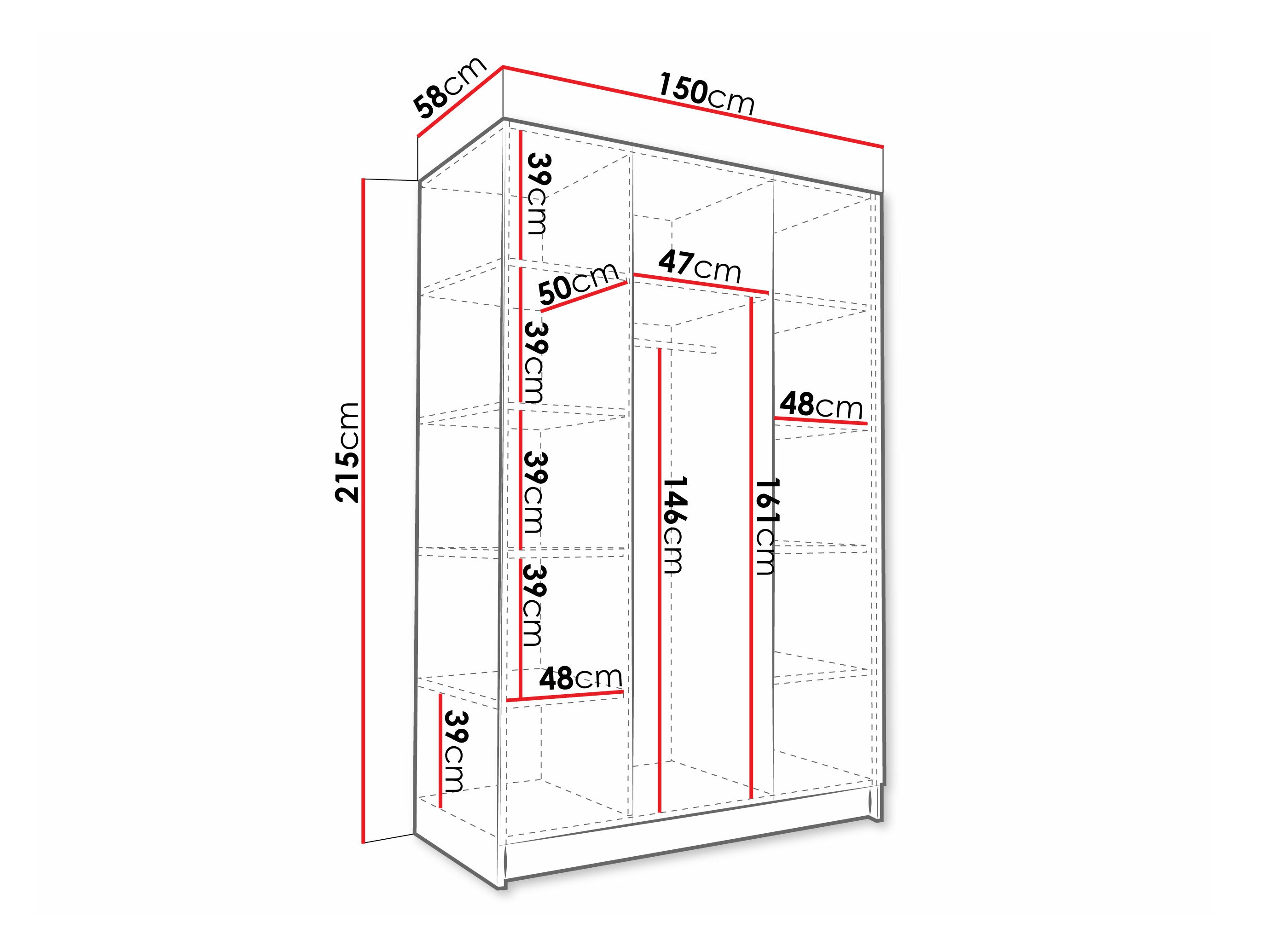 Gardróbszekrény Closico Decoron I (Fehér + Fekete)