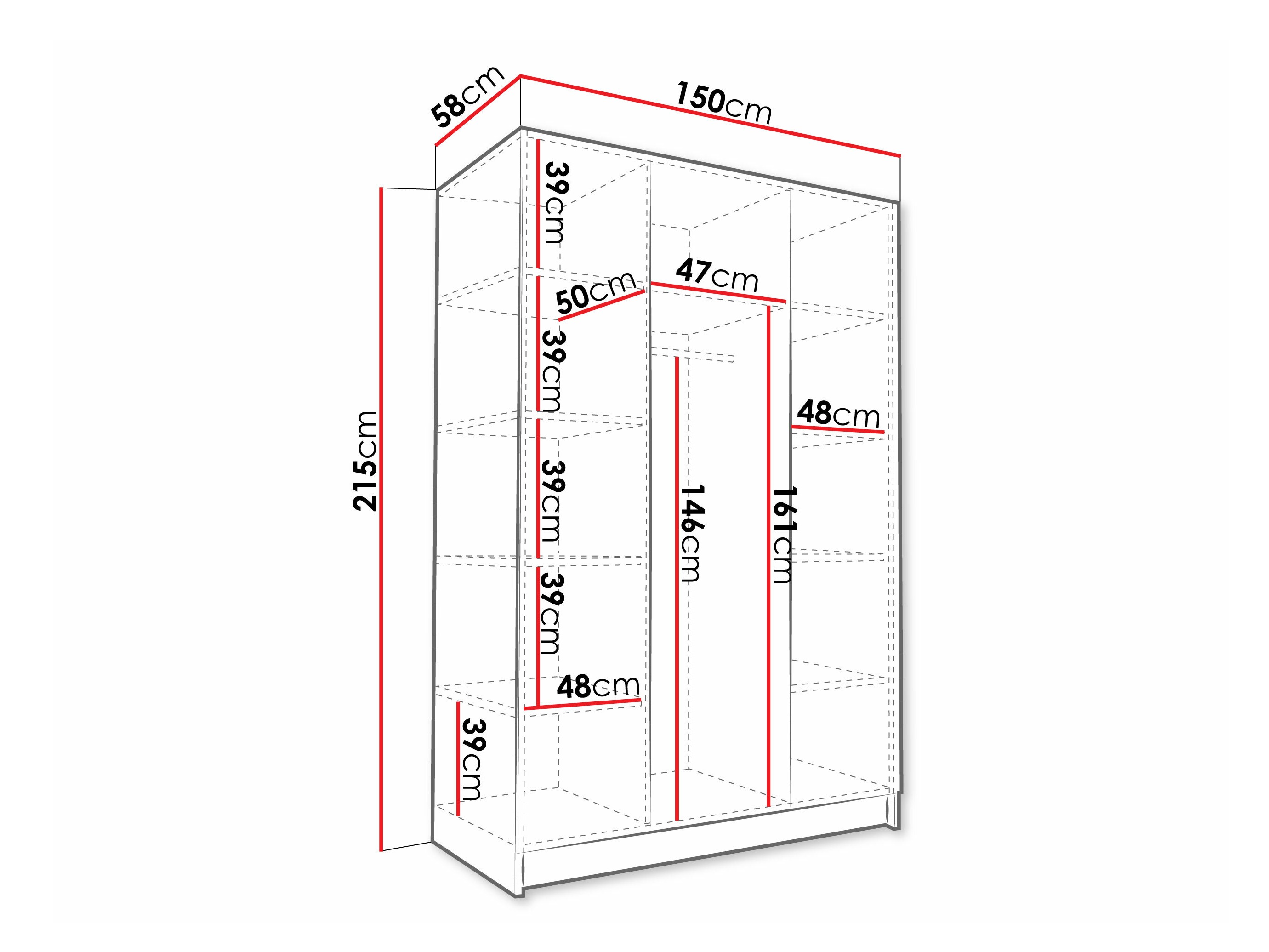 Gardróbszekrény Closico Decoron III (Fehér + Fekete)